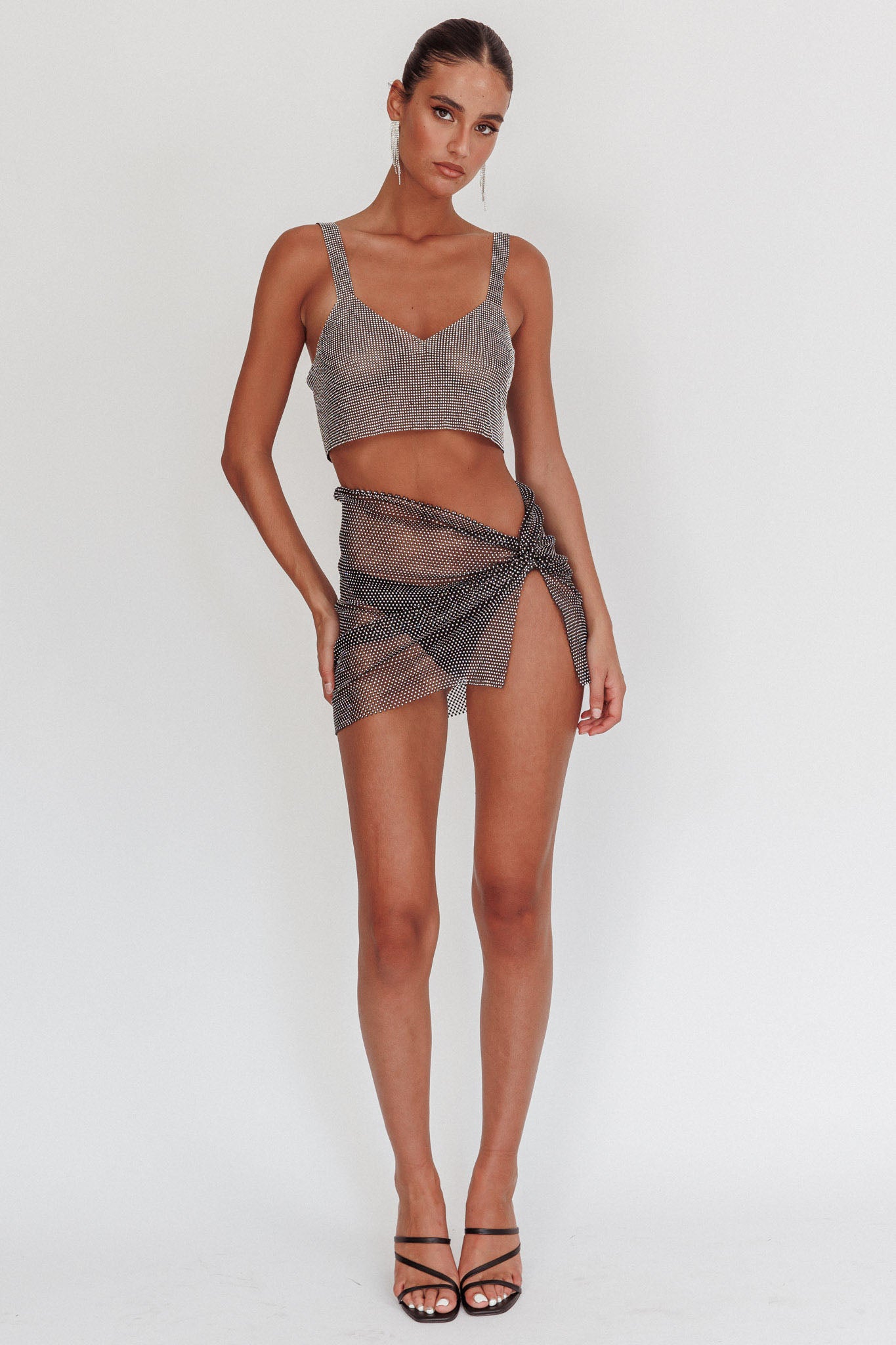 Lumina Diamante Crop Top Black by Selfie Leslie Australia