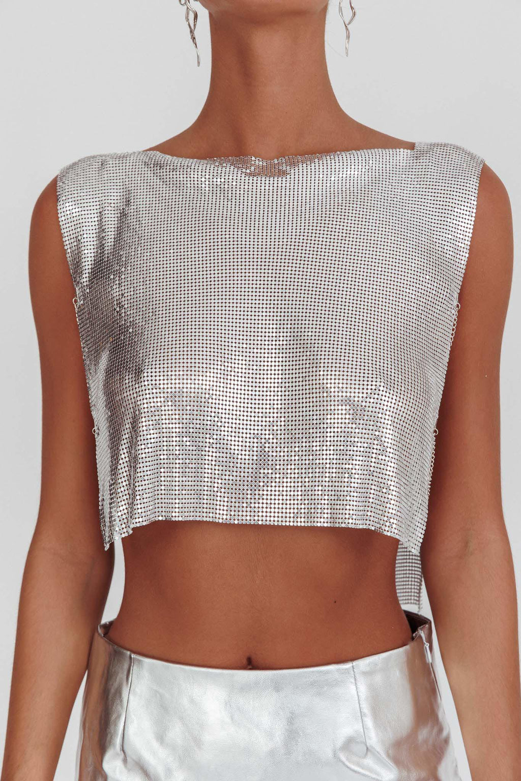 Breakdance Metal Mesh Top Silver by Selfie Leslie Australia