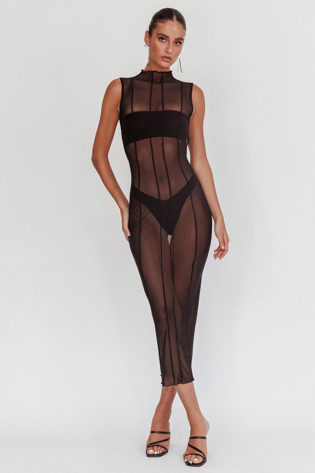 Ciera Sheer Maxi Dress Black by Selfie Leslie Australia