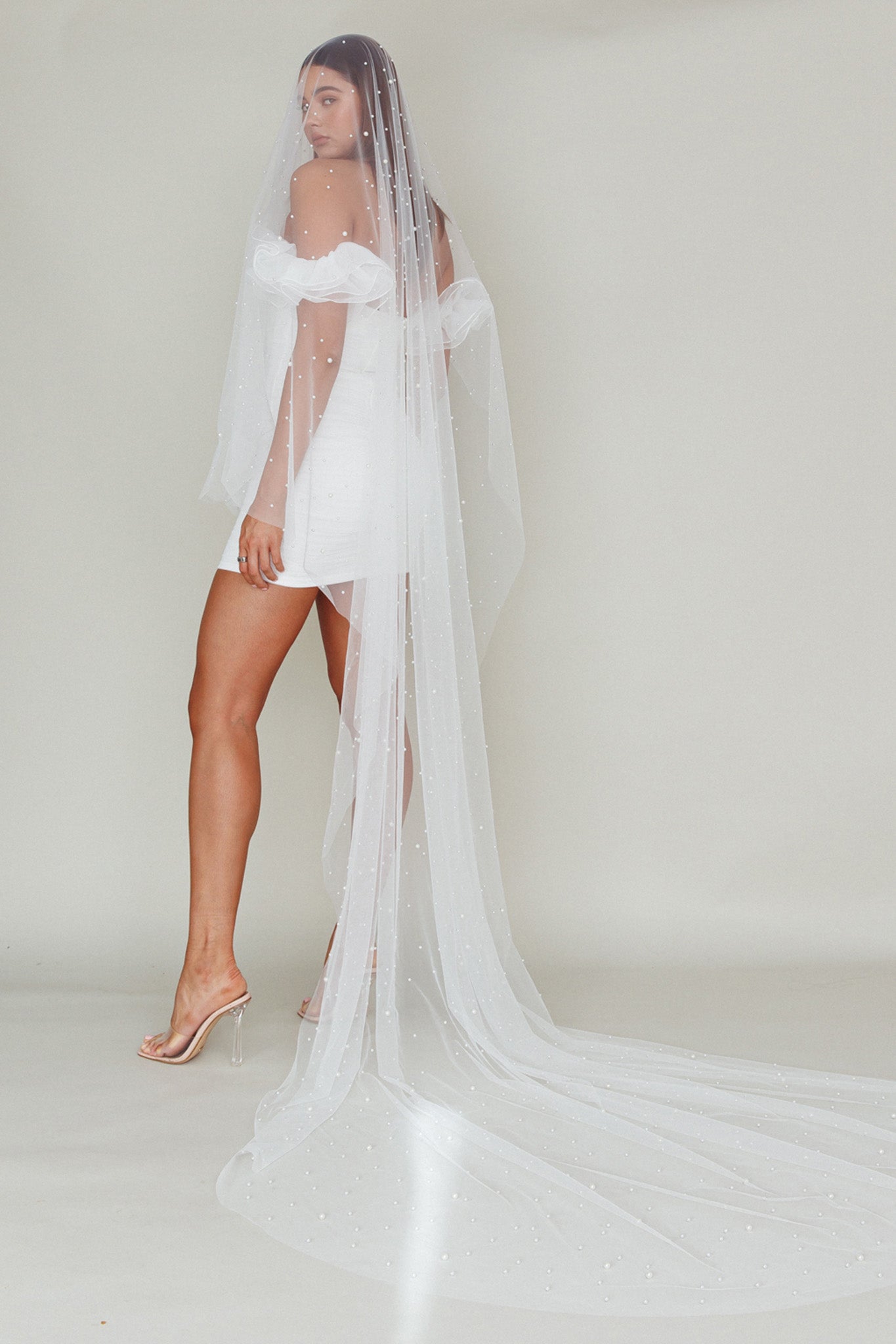 Angela Pearl Embellished Veil White by Selfie Leslie Australia