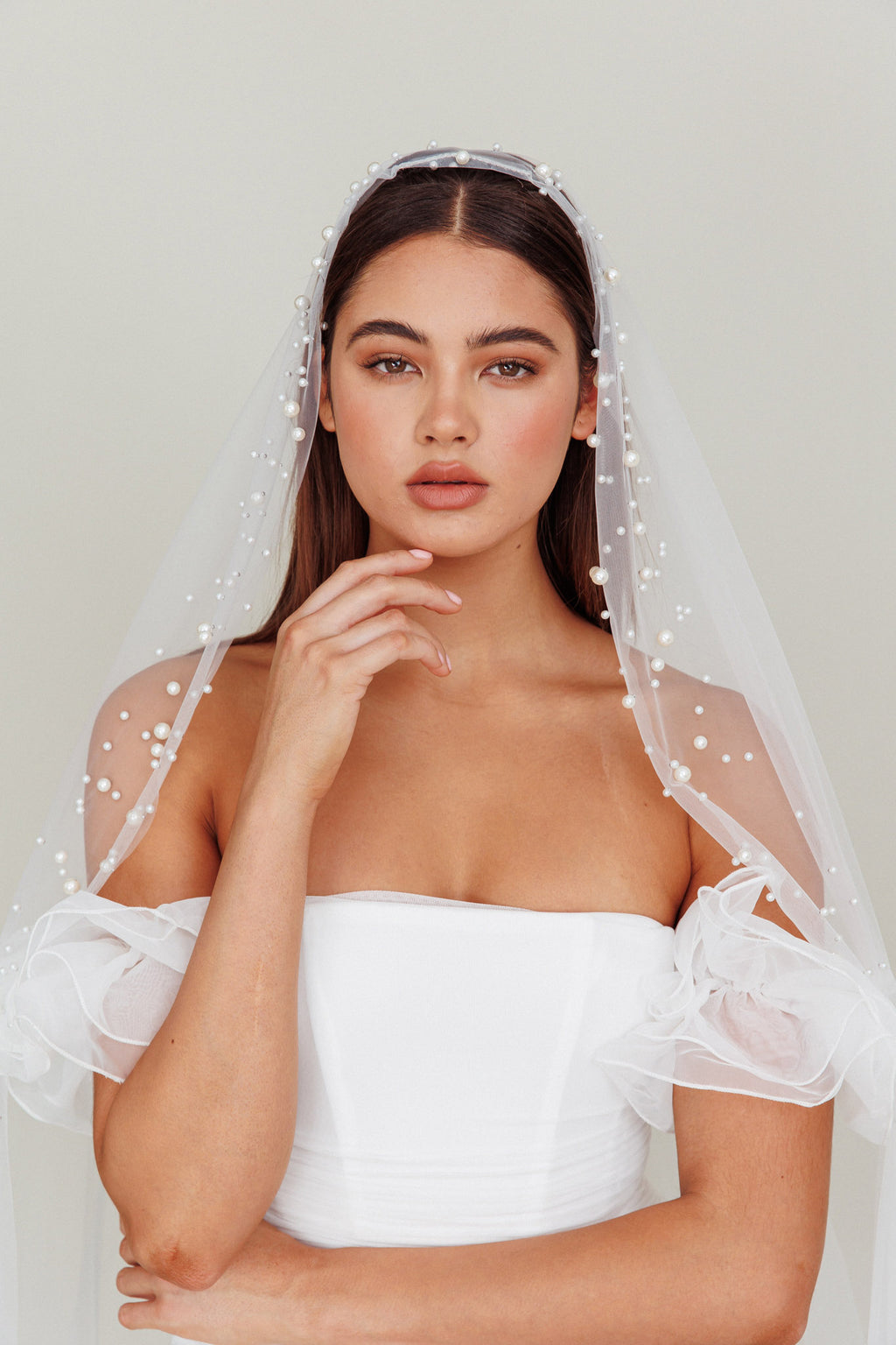 Violette Pearl Accent Veil White by Selfie Leslie Australia
