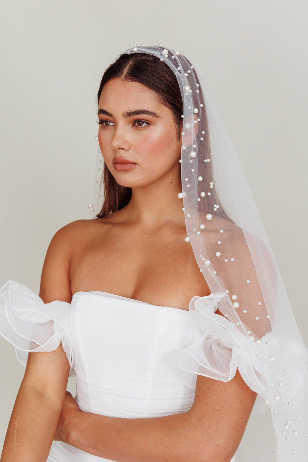 Violette Pearl Accent Veil White by Selfie Leslie Australia