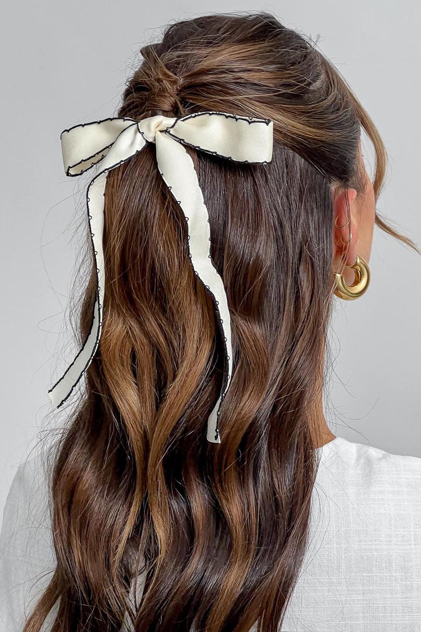Misky Edge Stitch Bow Hairpin White by Selfie Leslie Australia