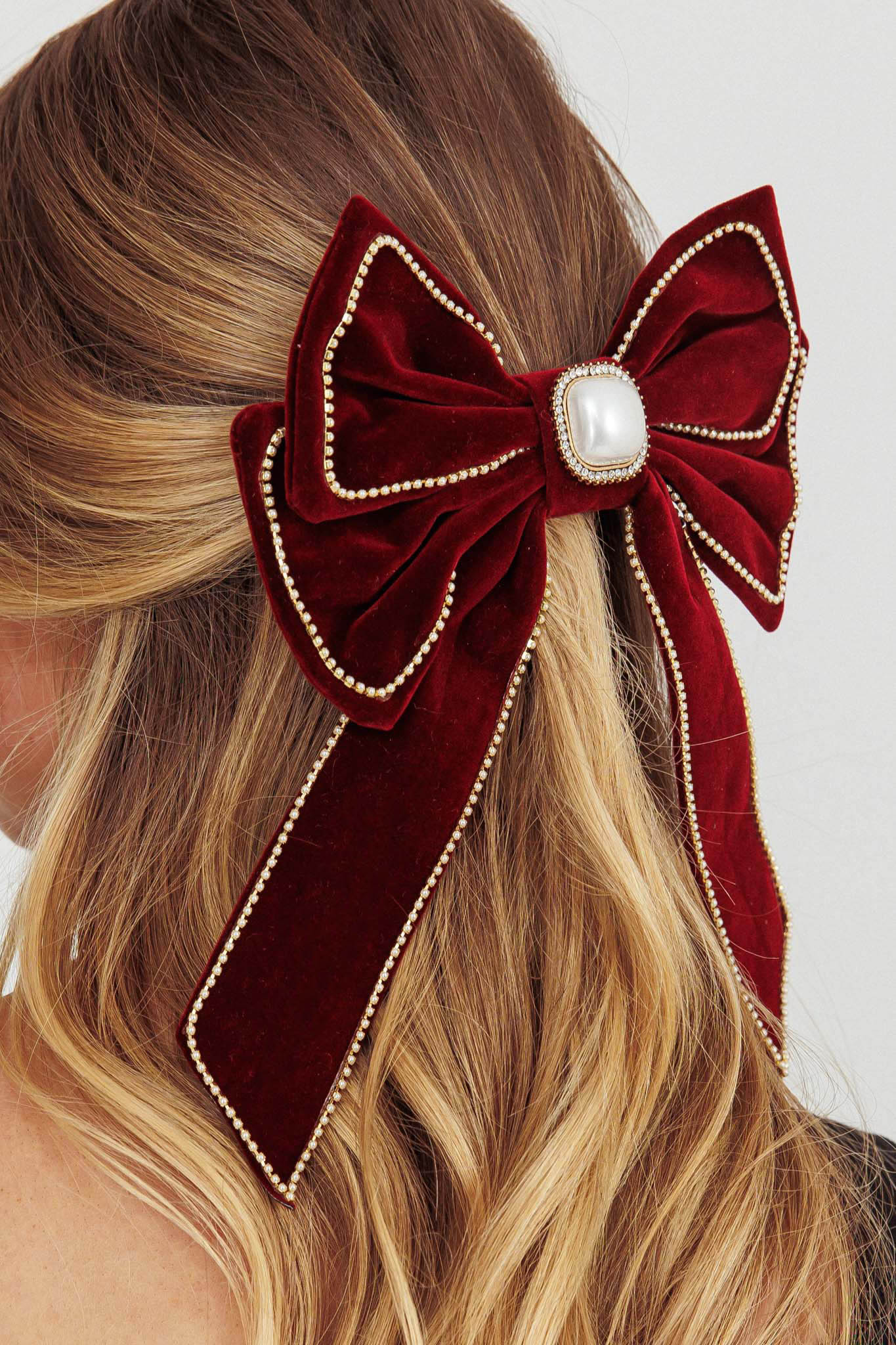 Evie Bow Hairclip Wine by Selfie Leslie Australia