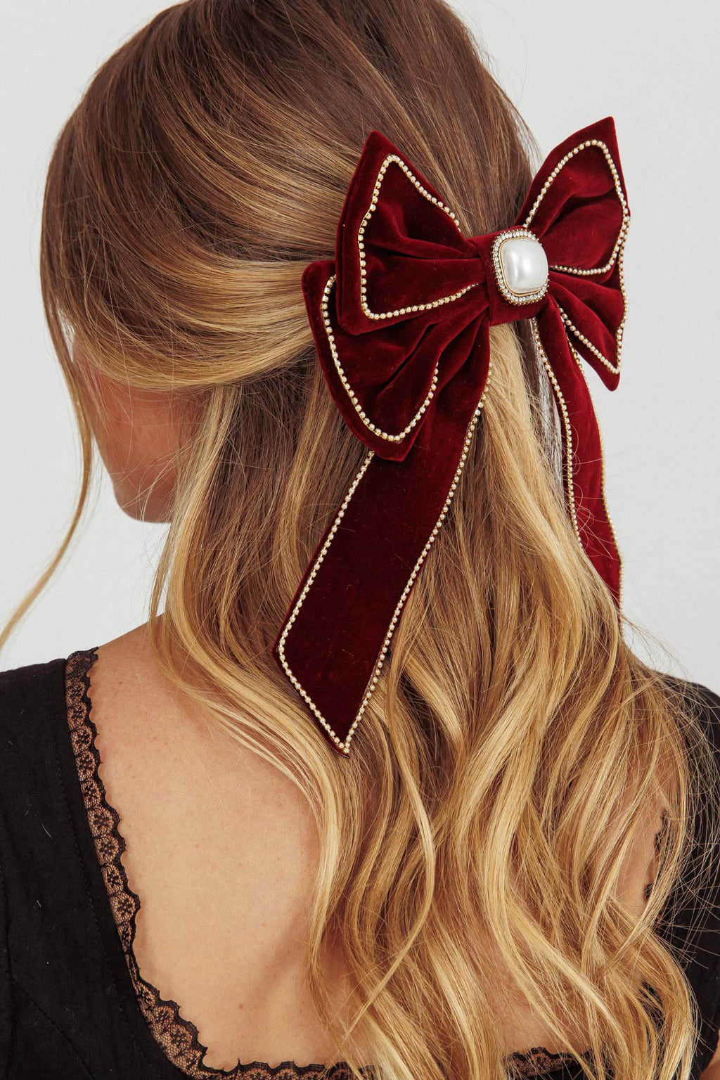 Evie Bow Hairclip Wine by Selfie Leslie Australia