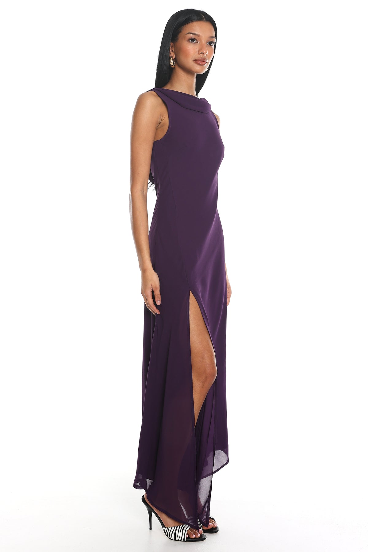 Aquarius Cowl Back Maxi Dress Grape