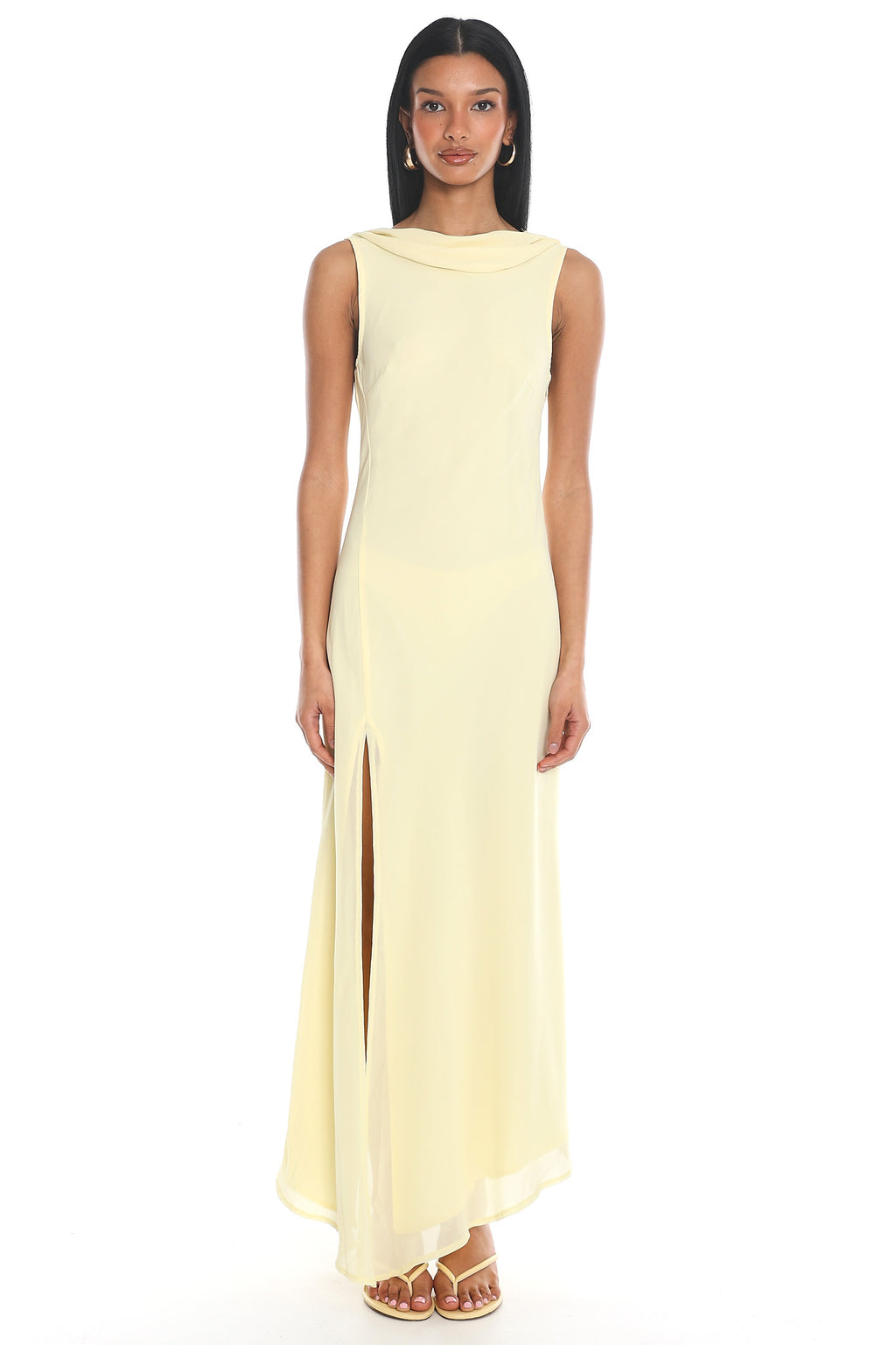 Aquarius Cowl Neck Maxi Dress Yellow