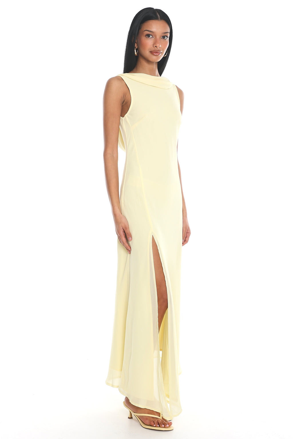 Aquarius Cowl Neck Maxi Dress Yellow