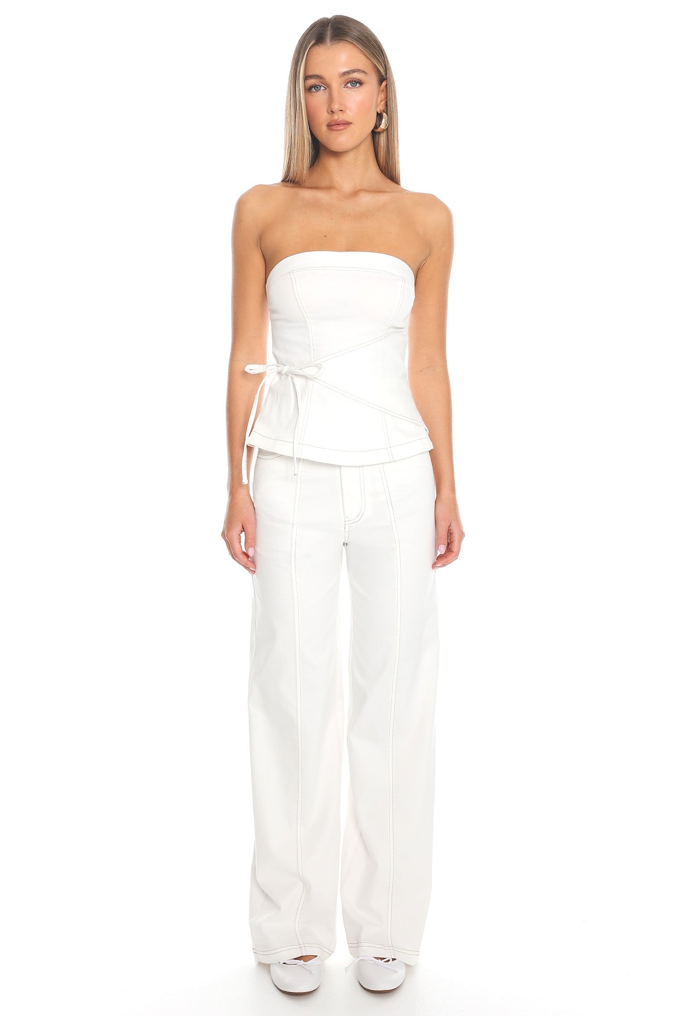 Low Light Wide-Leg Trousers Off White
