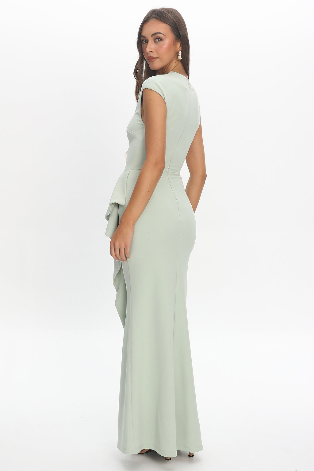 Whispering Willow One-Shoulder Gown Pistachio Green