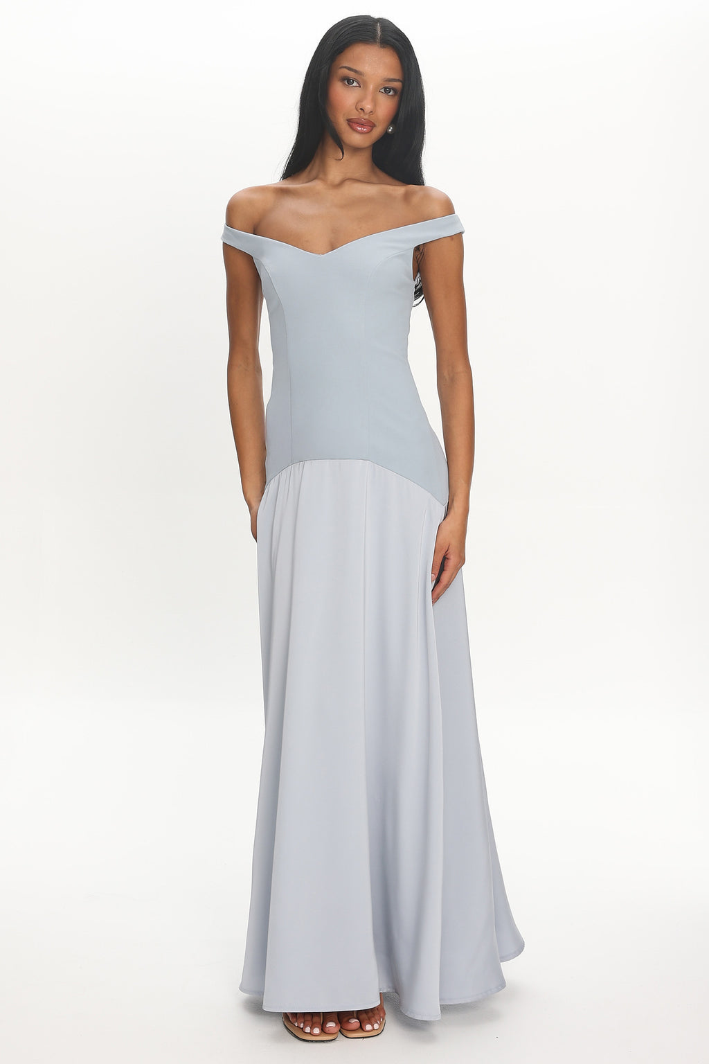 Hestia Off-Shoulder Maxi Dress Pale Blue