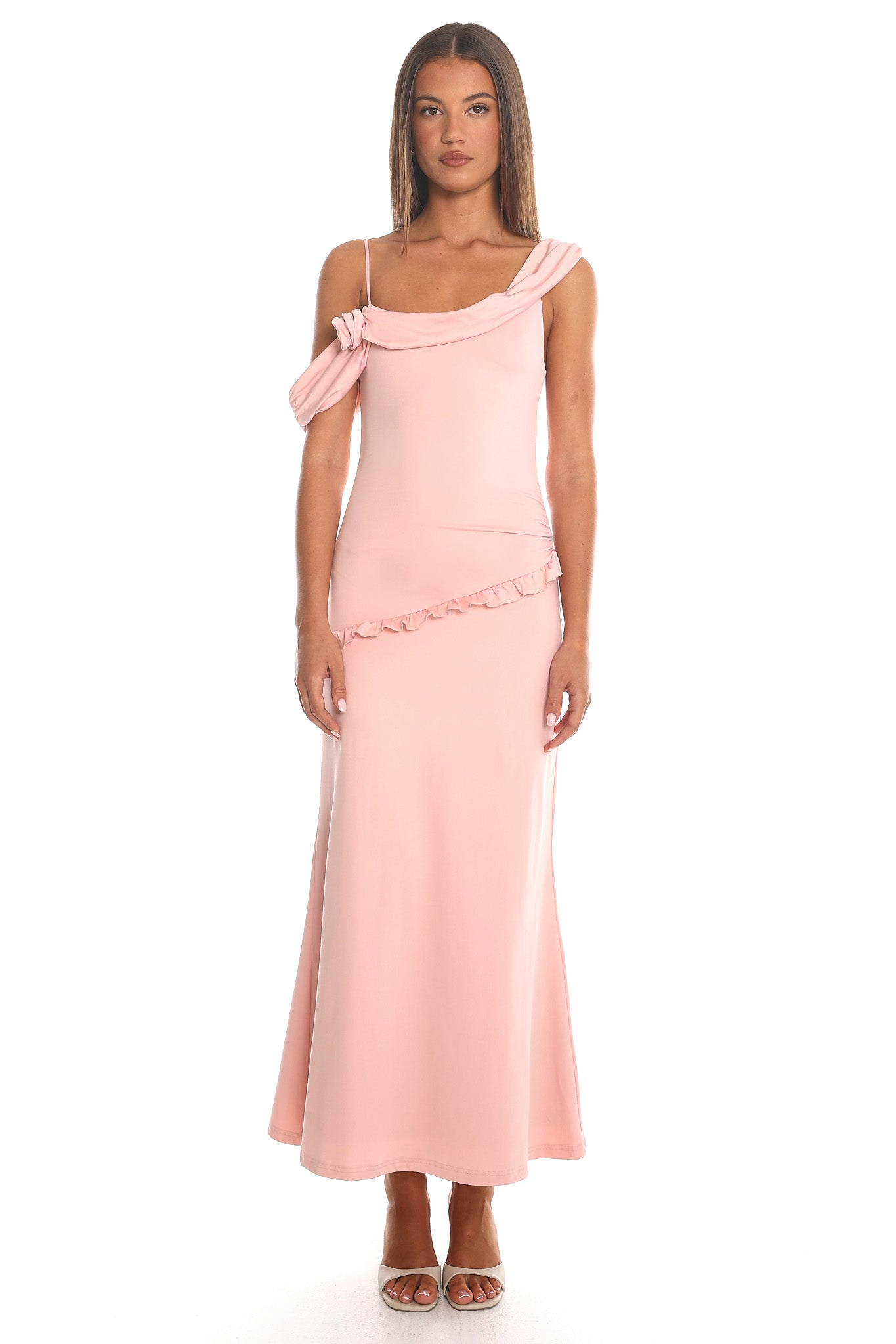 New Romantics One-Shoulder Maxi Dress Blush