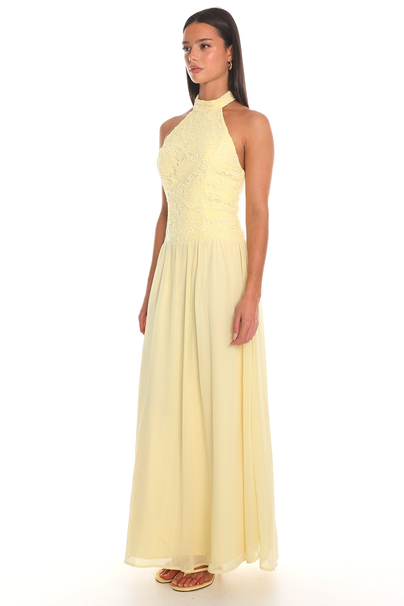 Meadowlark Lace Halter Maxi Dress Butter