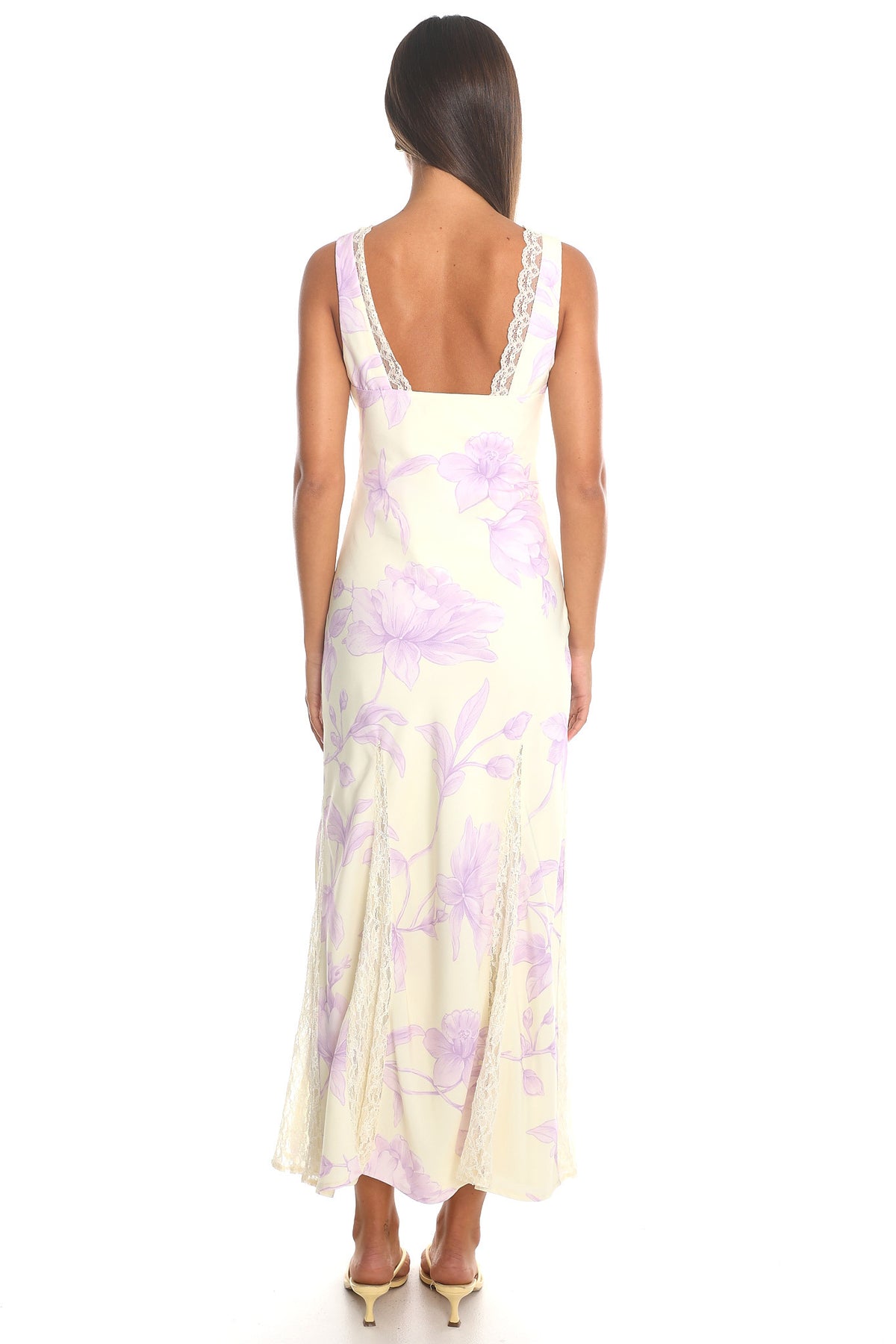 Dorinda Lace Insert Midi Dress Lilac