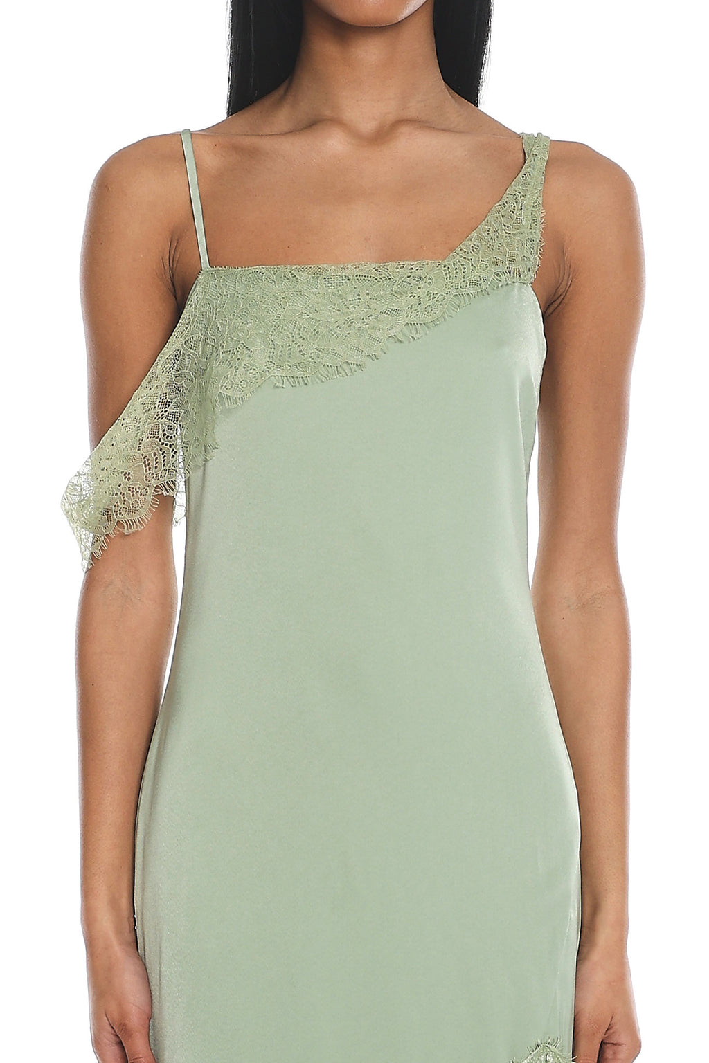 Eden Lace Trim Satin Maxi Dress Sage