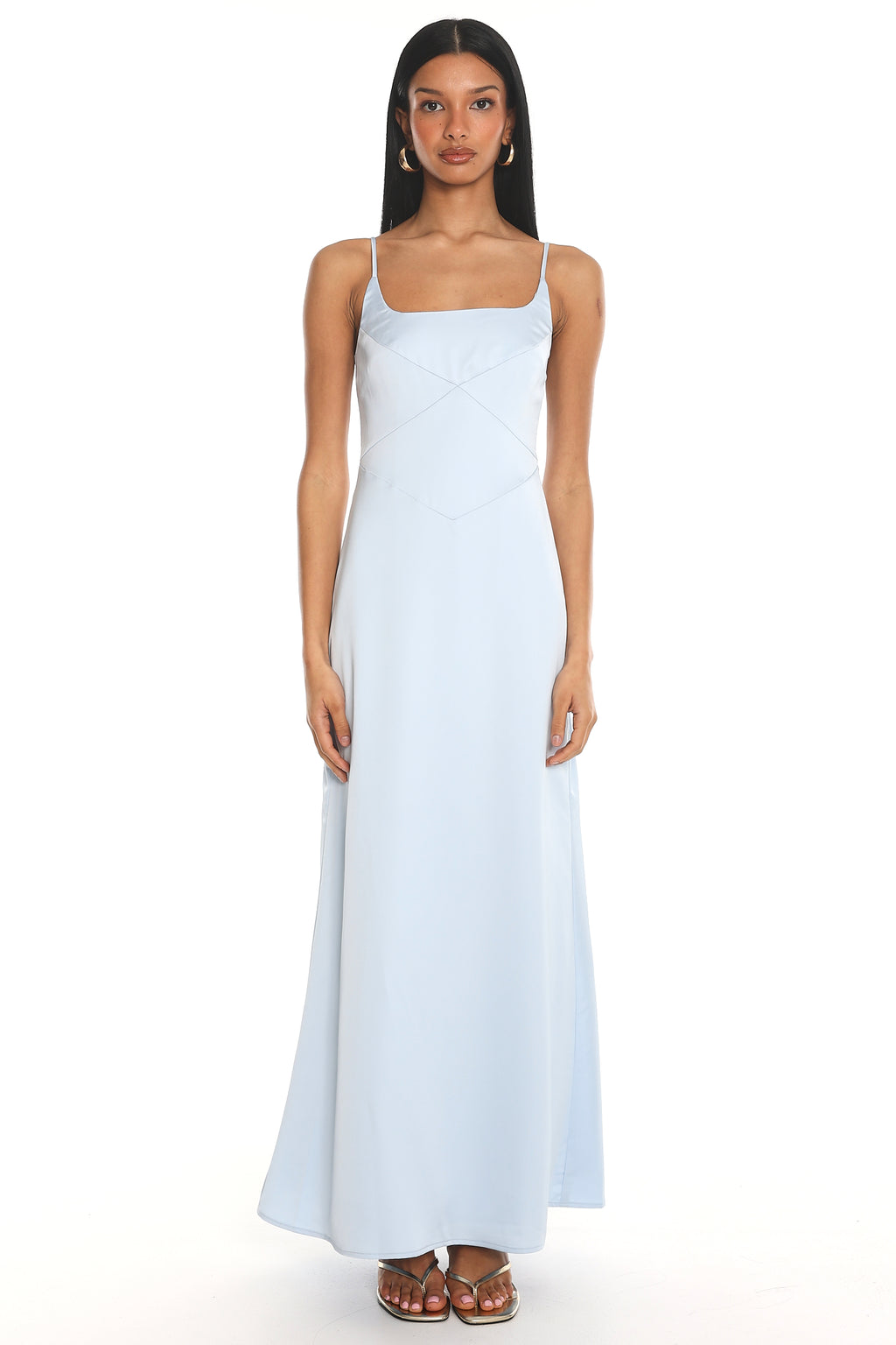Terrassa Satin Slip Maxi Dress Blue