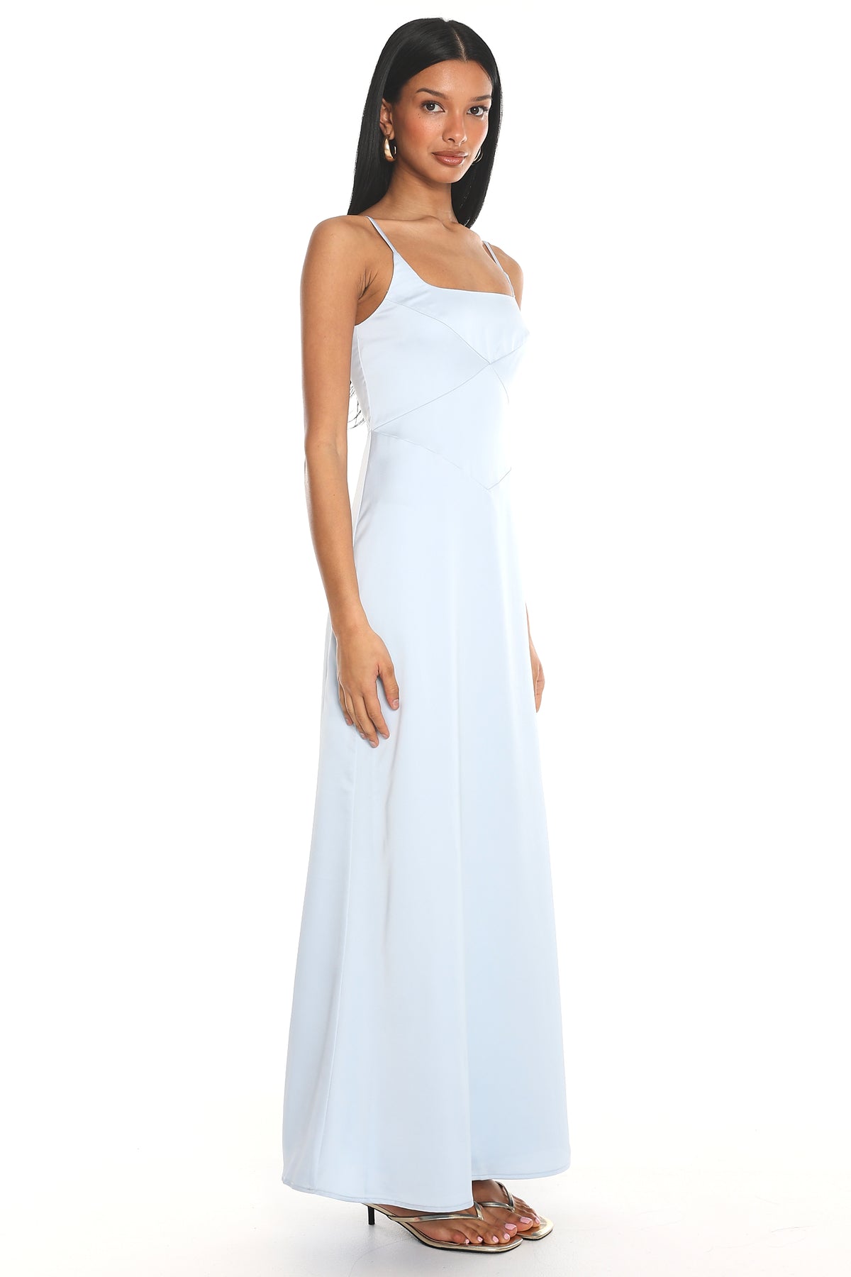 Terrassa Satin Slip Maxi Dress Blue