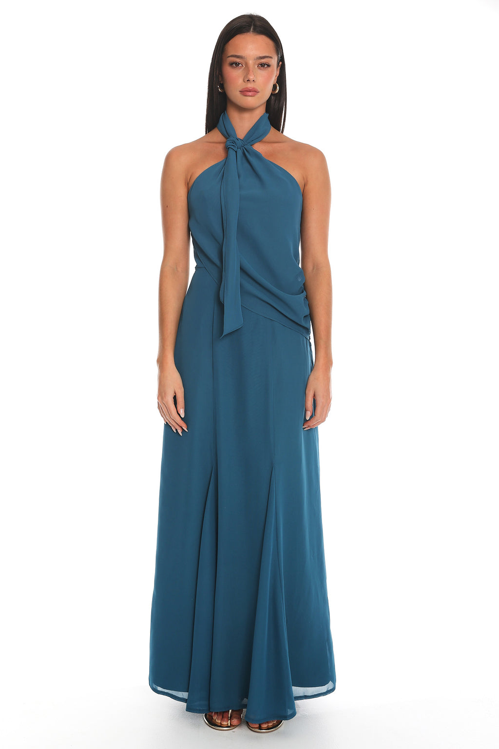 Everglades Halter Maxi Dress Teal by Selfie Leslie Australia