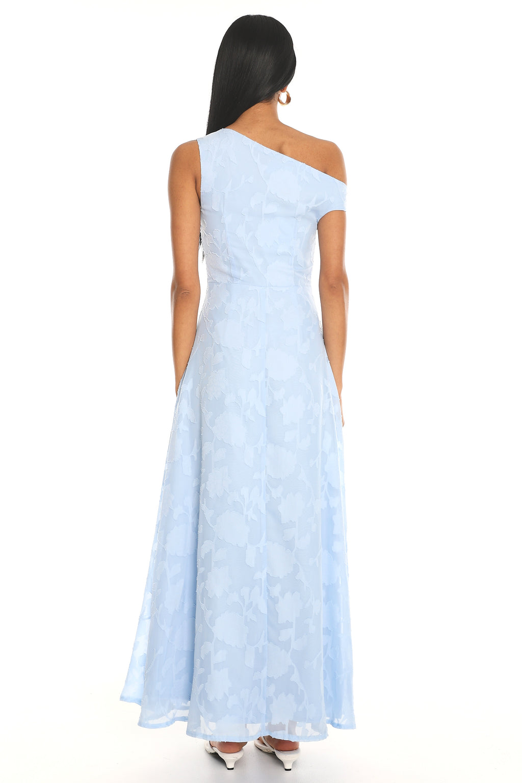 Lucette Asymmetric Jacquard Maxi Dress Blue