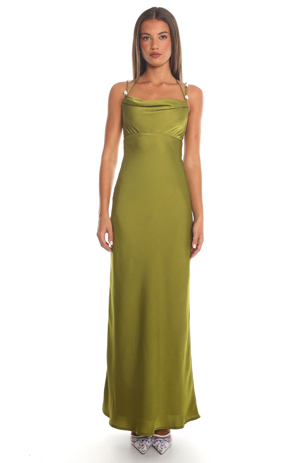 Old Flame Cowl Neck Maxi Dress Olive