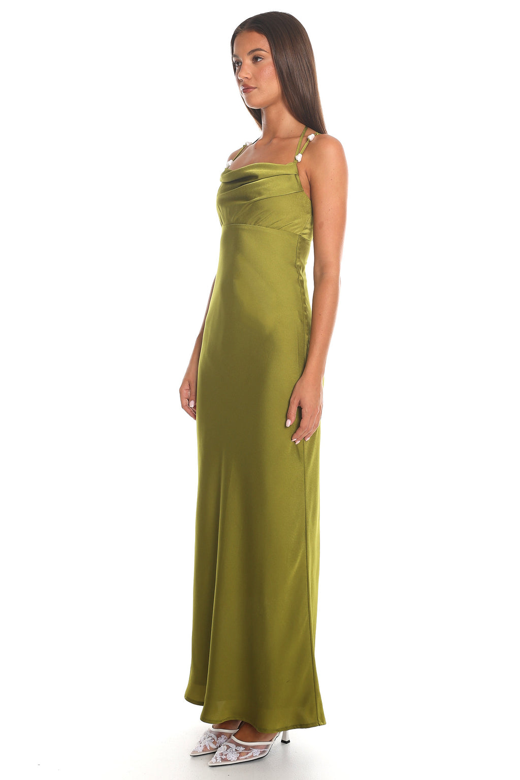 Old Flame Cowl Neck Maxi Dress Olive