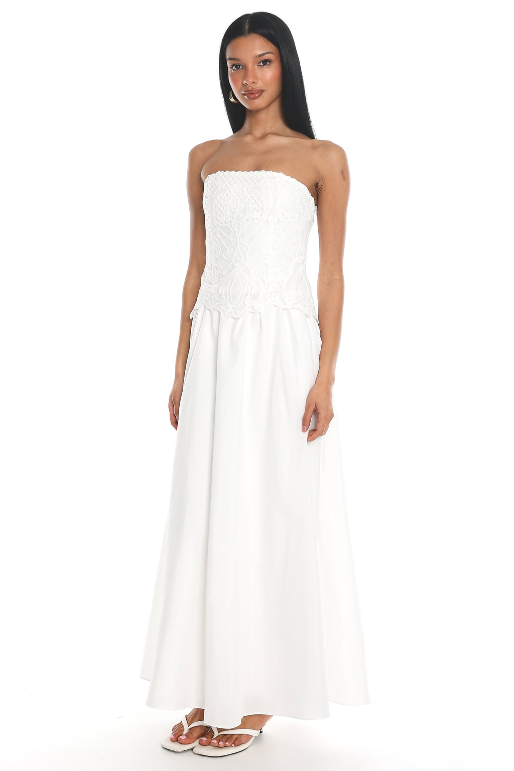 Adana Lace Maxi Dress Off White