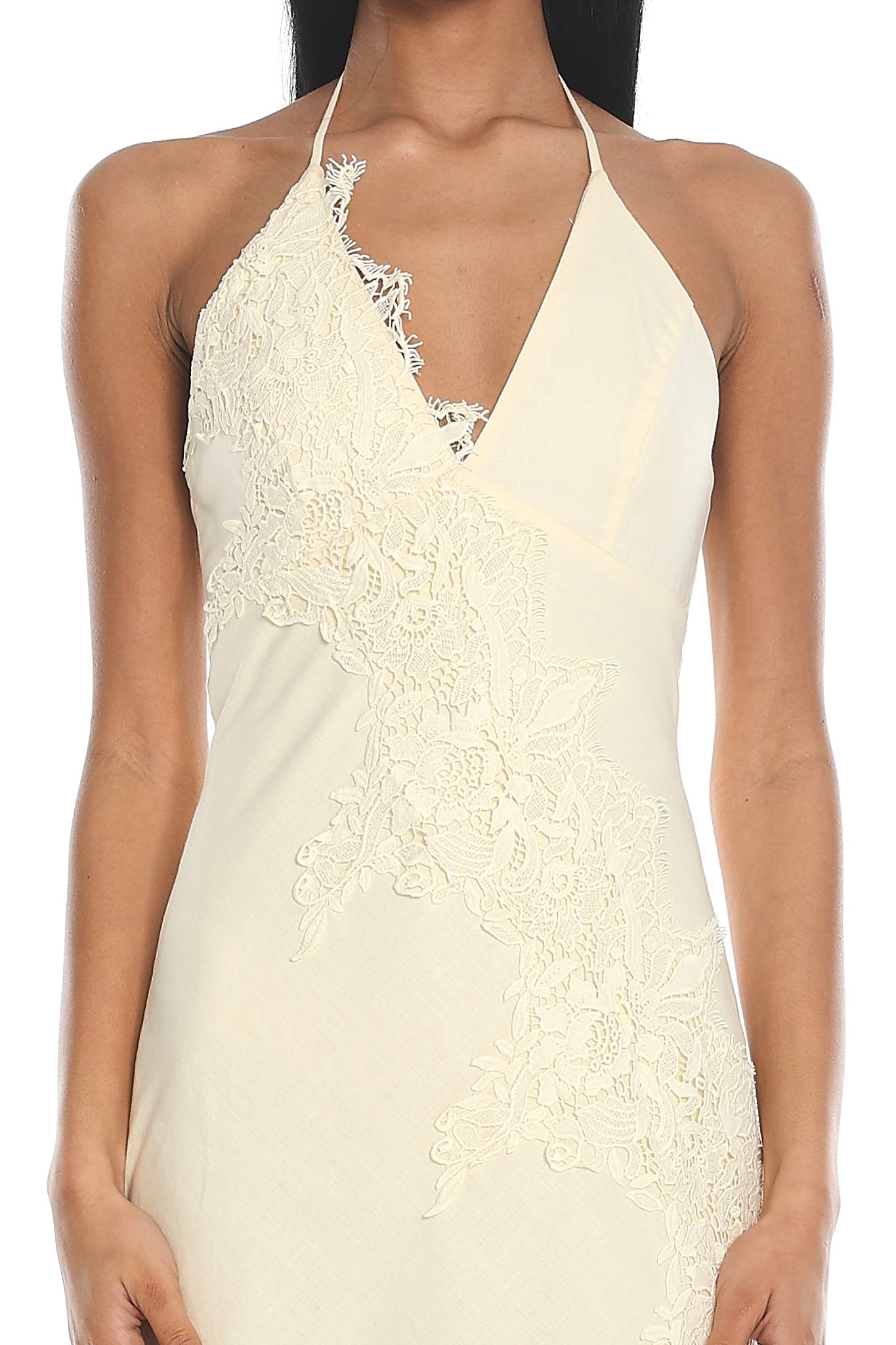 Temperance Lace Halter Maxi Dress Butter