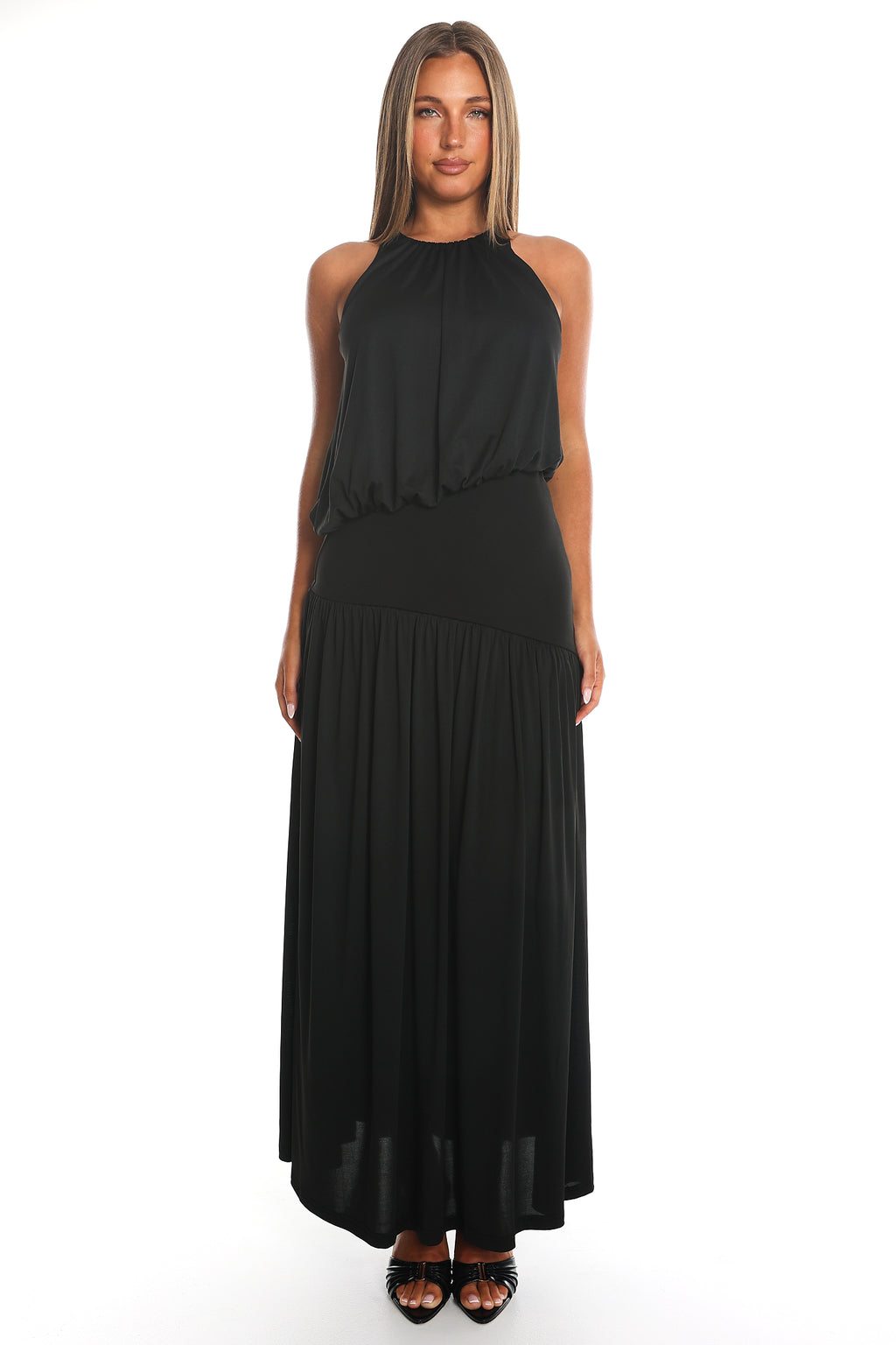 Opera Night Halter Maxi Dress Black
