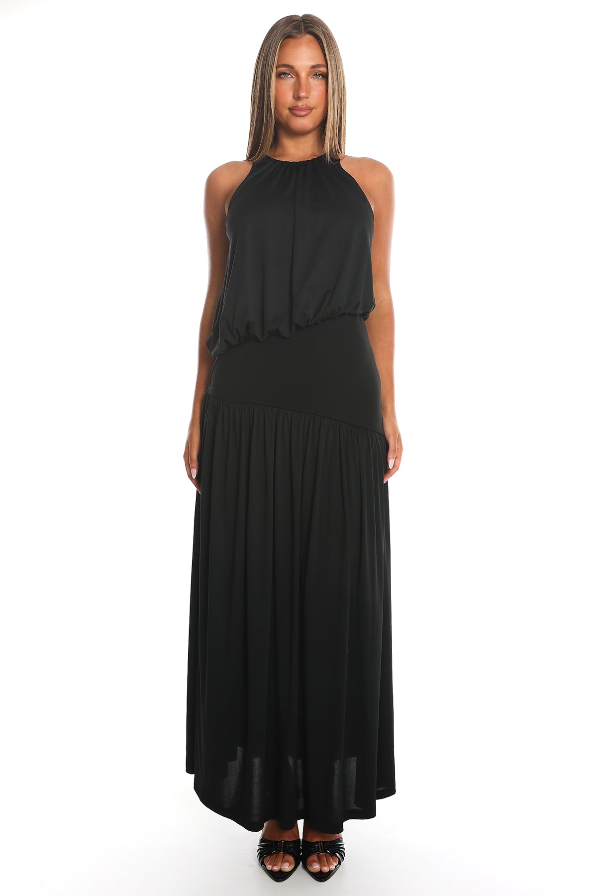 Opera Night Halter Maxi Dress Black