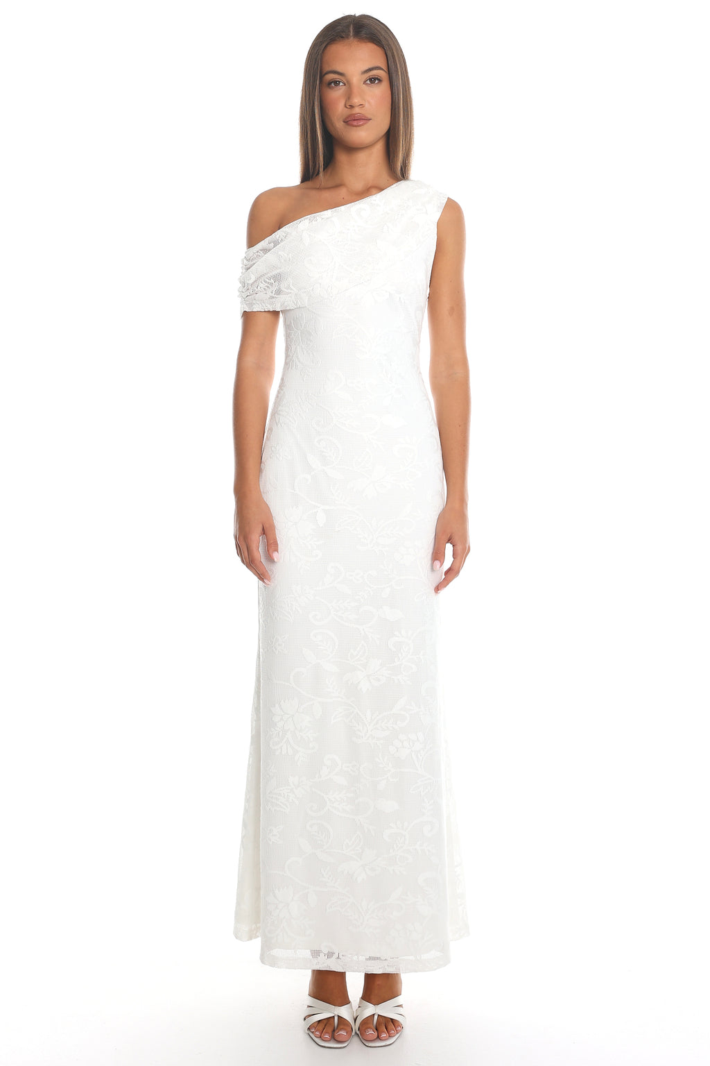 Ilona One Shoulder Maxi Dress White