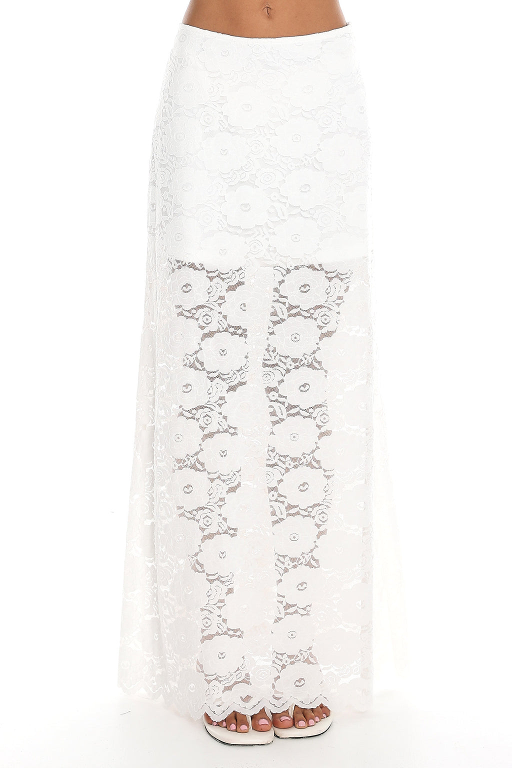 Grecian Muse Lace Maxi Skirt Off White