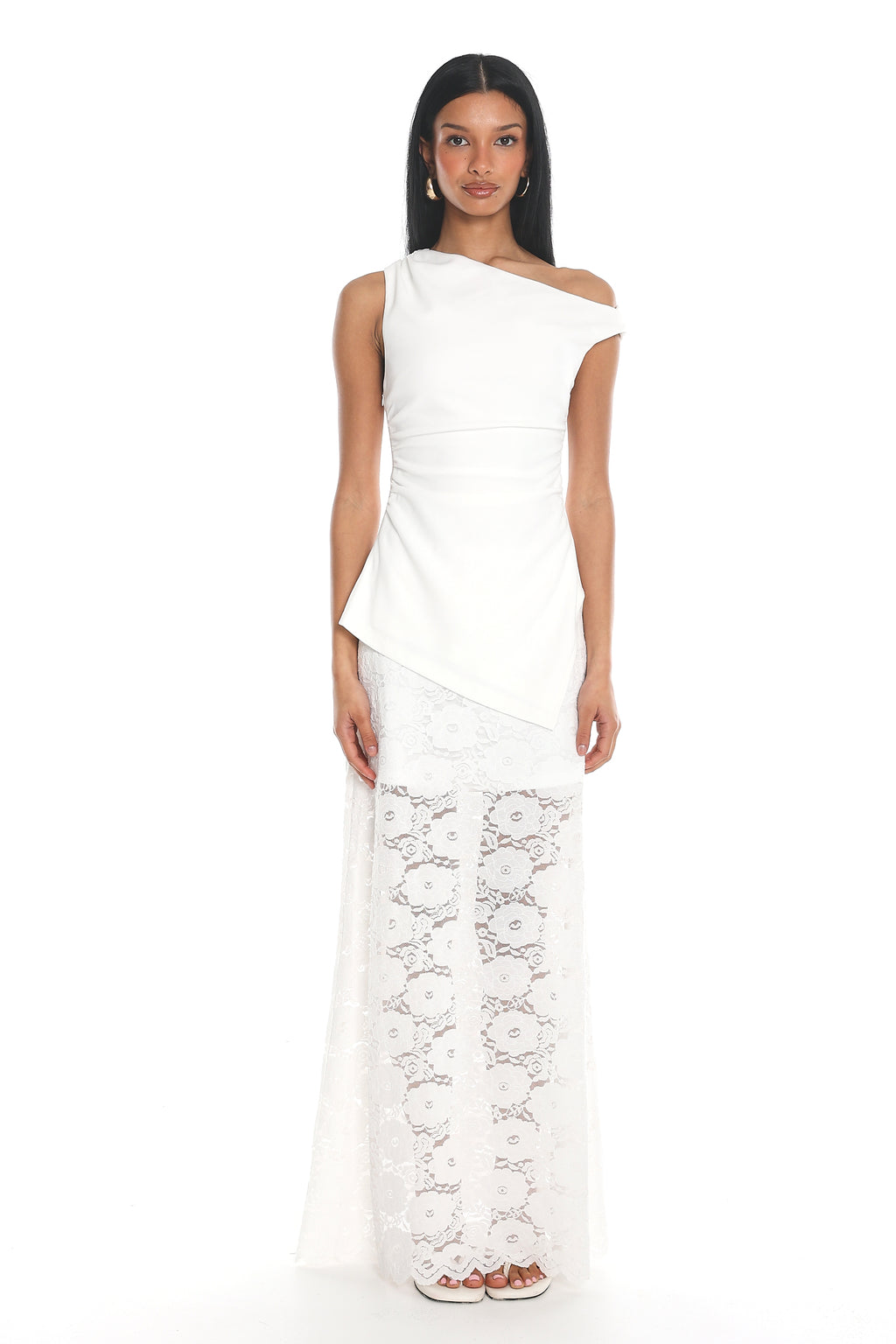 Grecian Muse Lace Maxi Skirt Off White