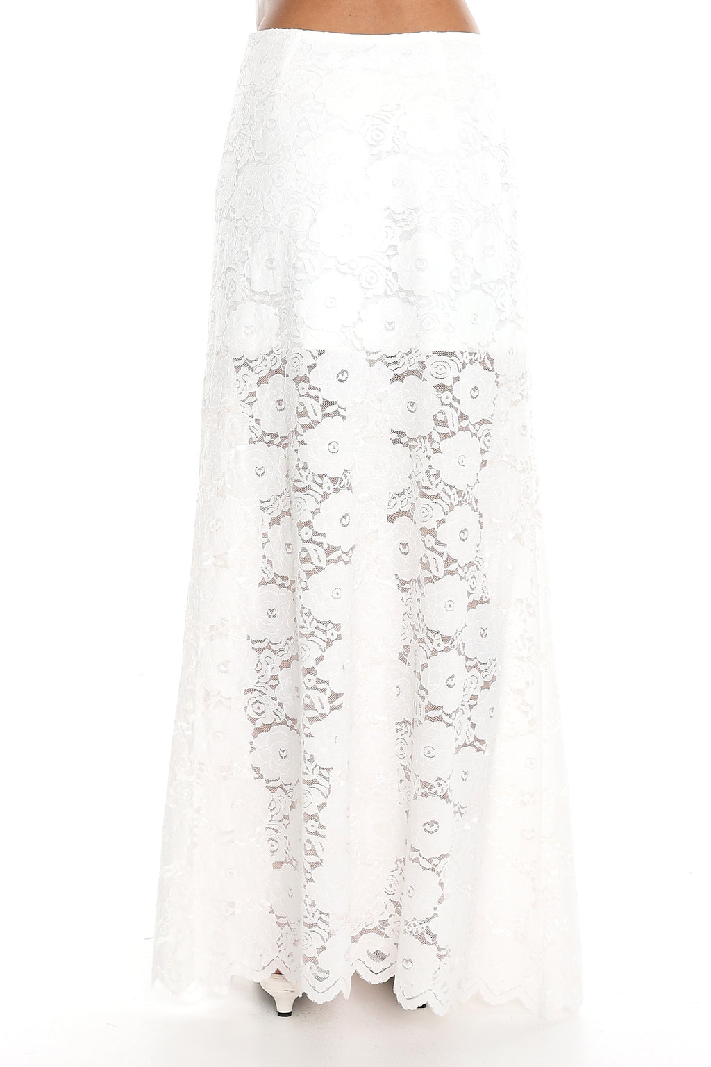 Grecian Muse Lace Maxi Skirt Off White