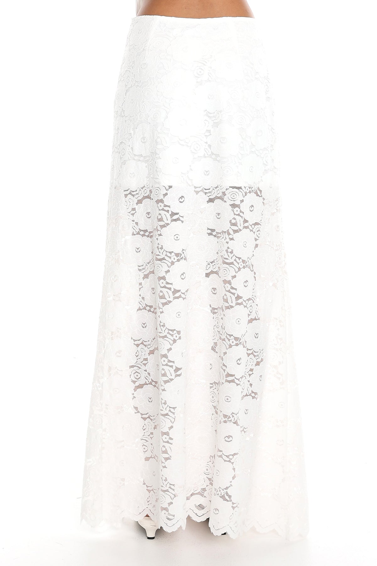 Grecian Muse Lace Maxi Skirt Off White