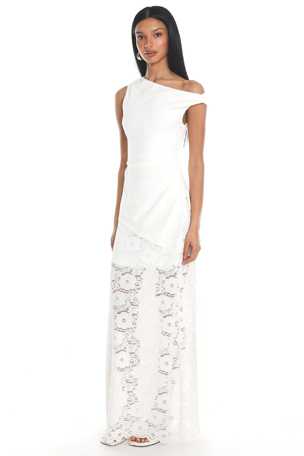 Grecian Muse Lace Maxi Skirt Off White
