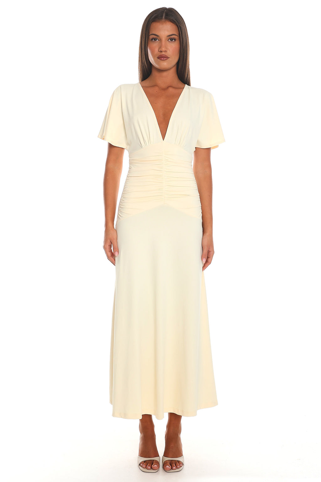 Evelyn Ruched Midi Dress Butter