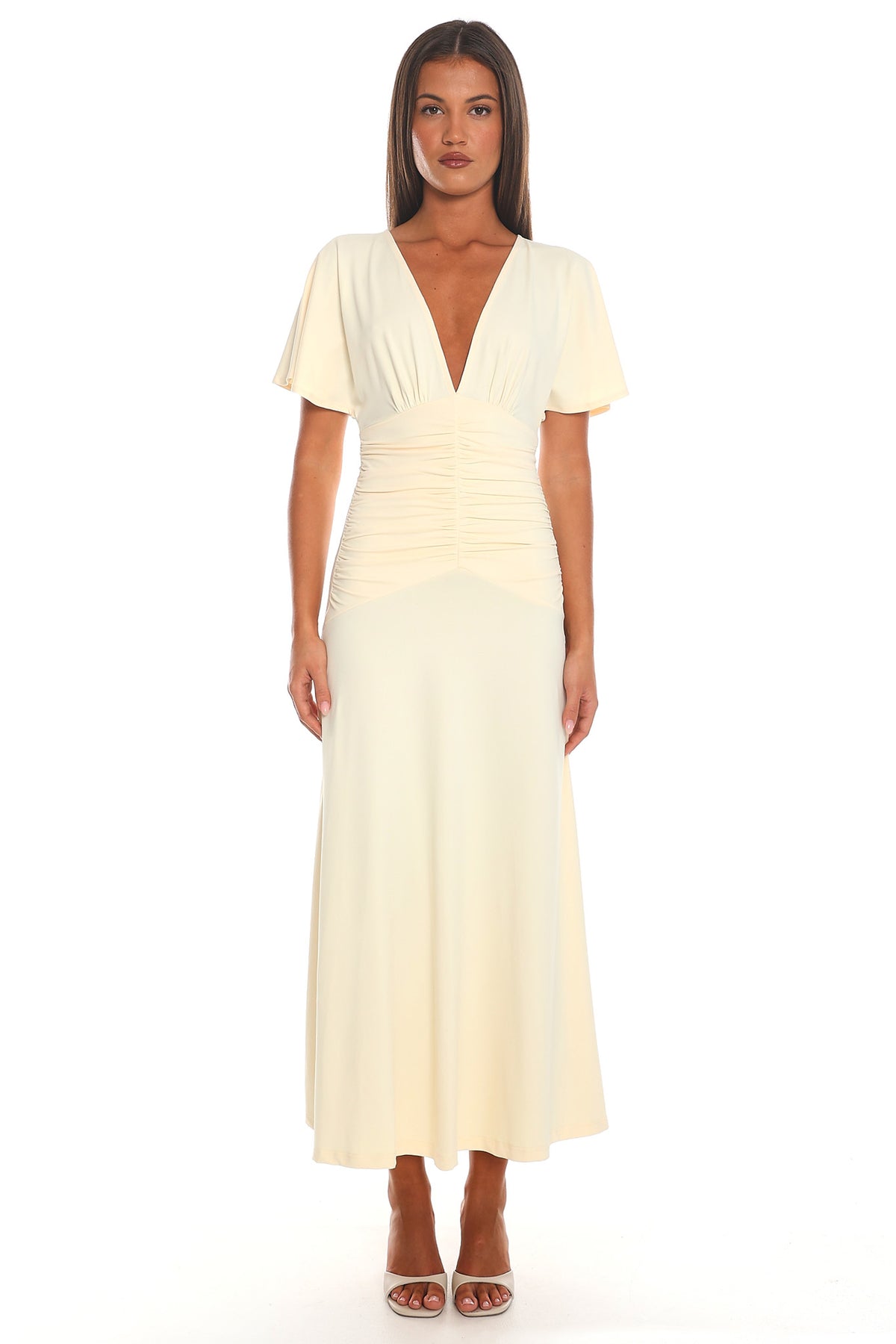Evelyn Ruched Midi Dress Butter