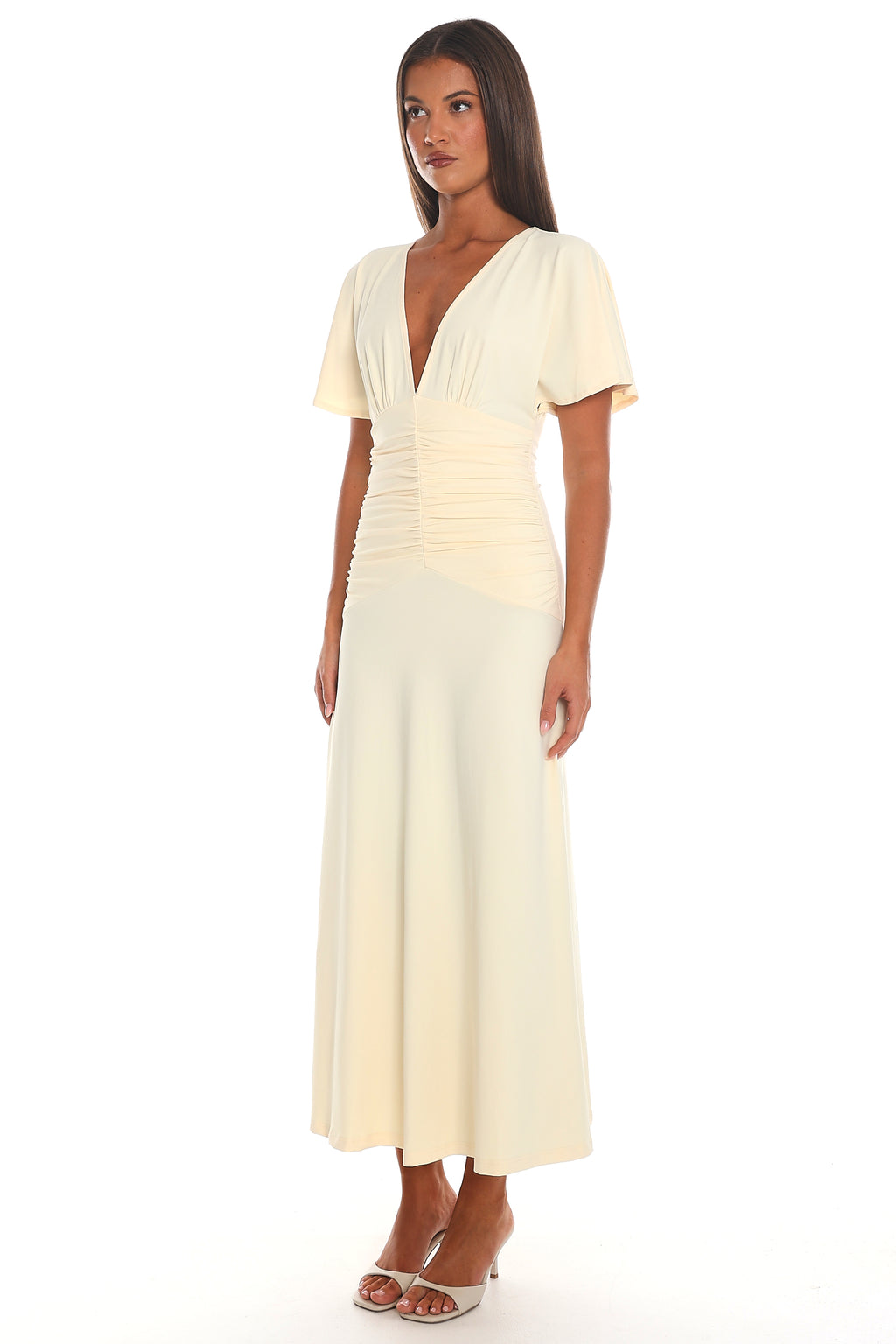Evelyn Ruched Midi Dress Butter