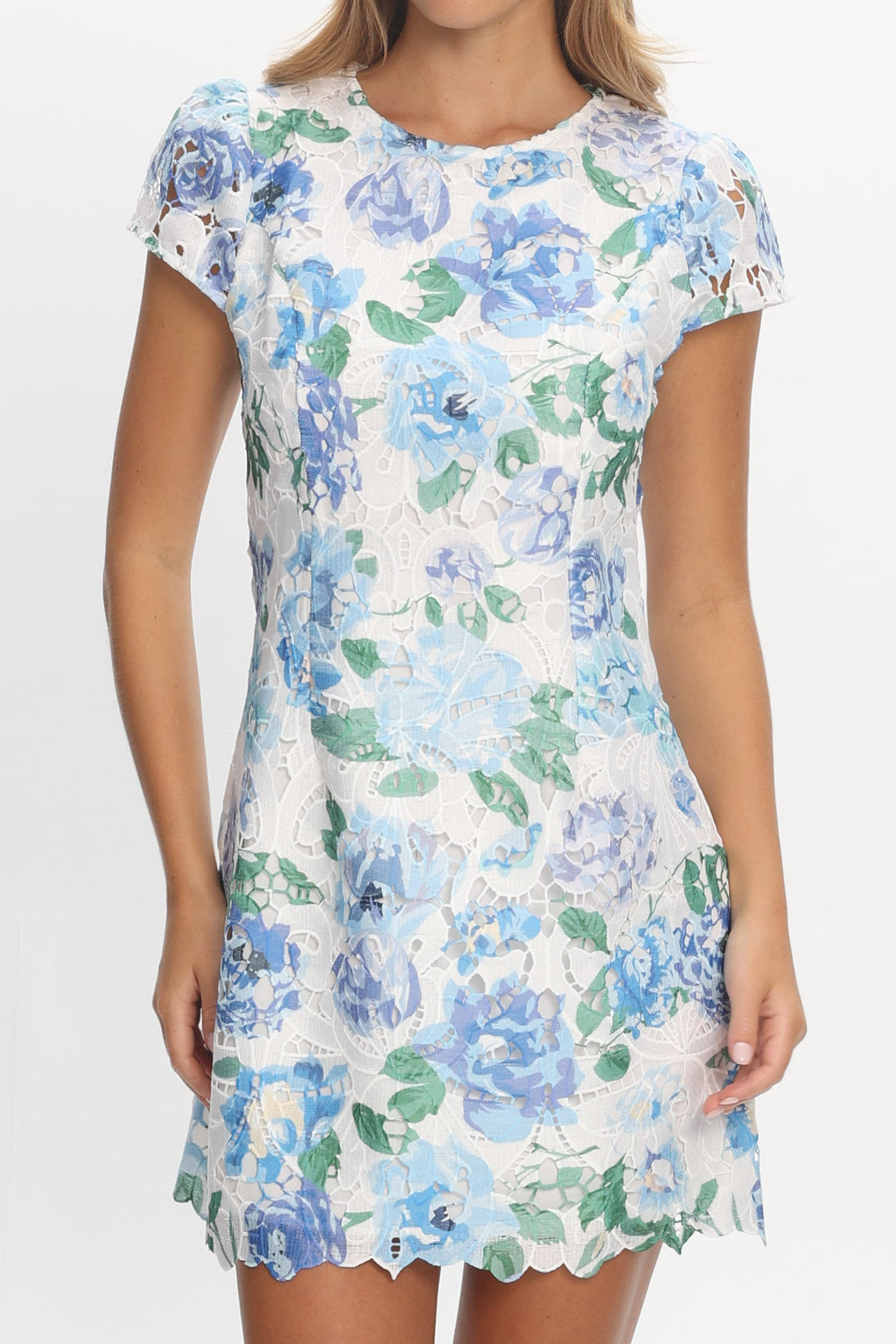 Jesinta Embroidered Mini Dress Floral Blue by Selfie Leslie Australia