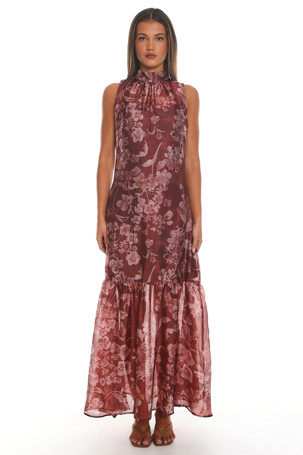 Anahita Tiered Maxi Dress Rust