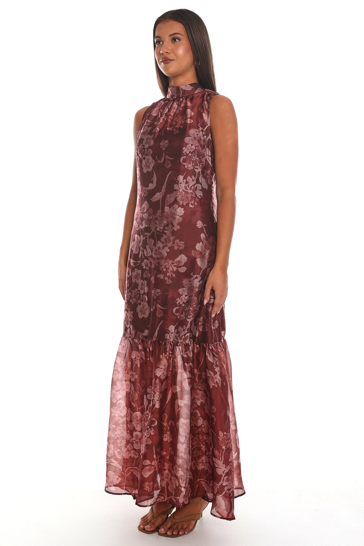 Anahita Tiered Maxi Dress Rust