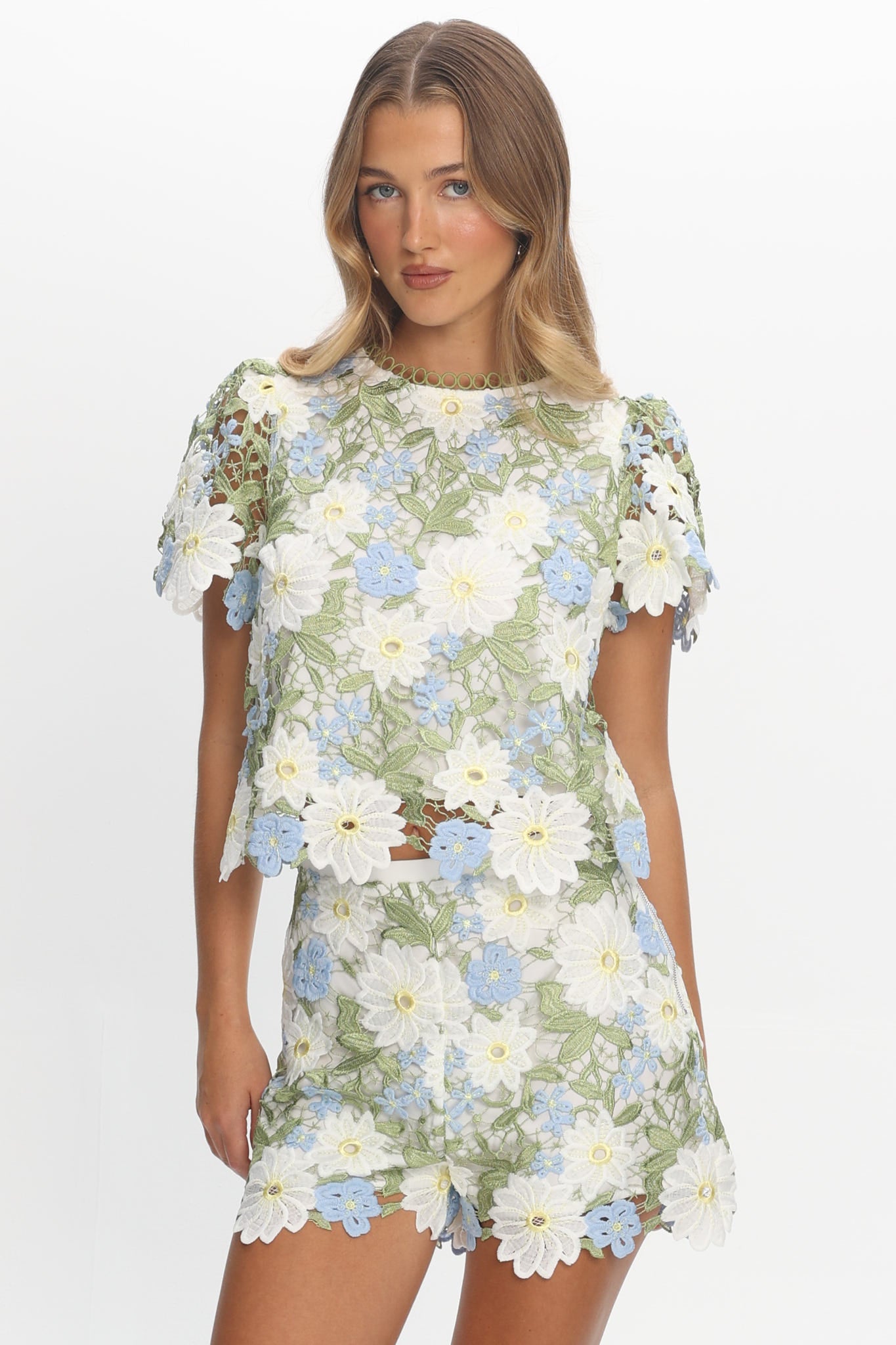 Heatwave Embroidered Shorts Floral Green by Selfie Leslie Australia