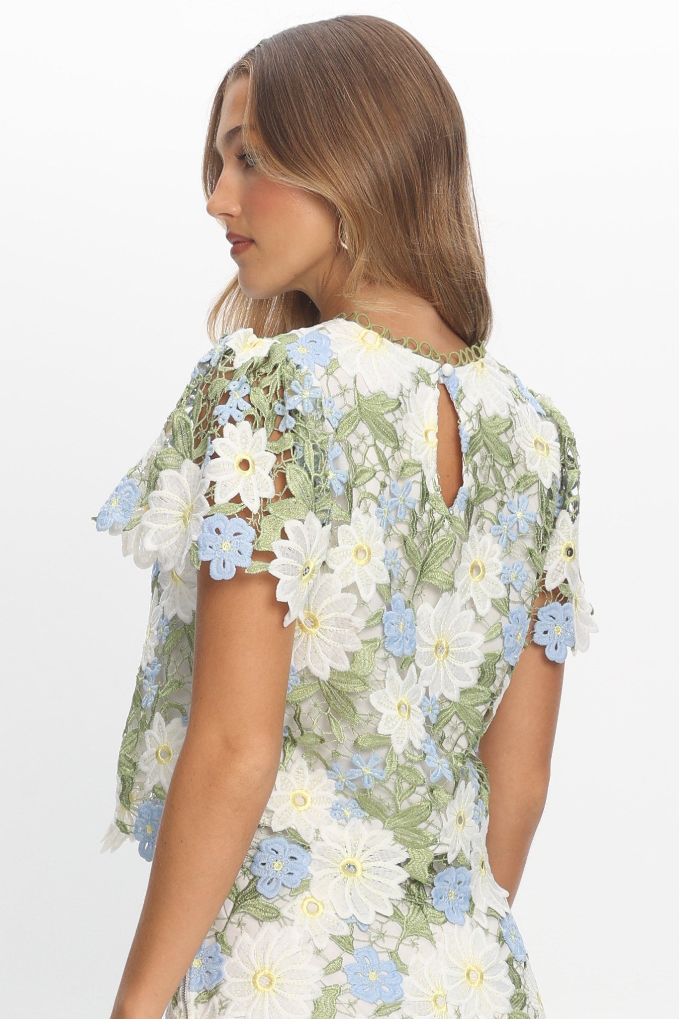 Heatwave Embroidered Top Floral Green by Selfie Leslie Australia