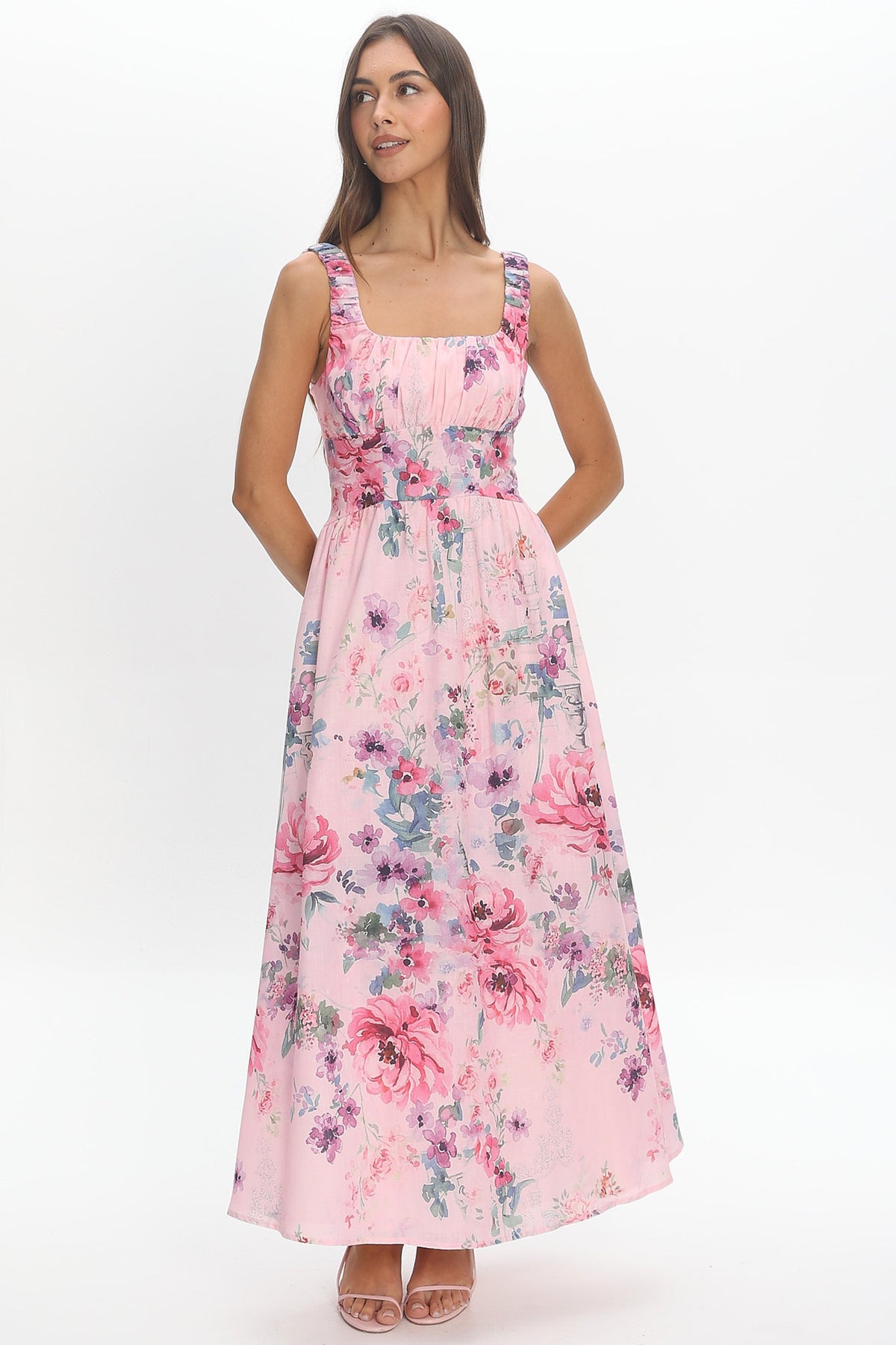 Harmonious Floral Maxi Dress Lilac