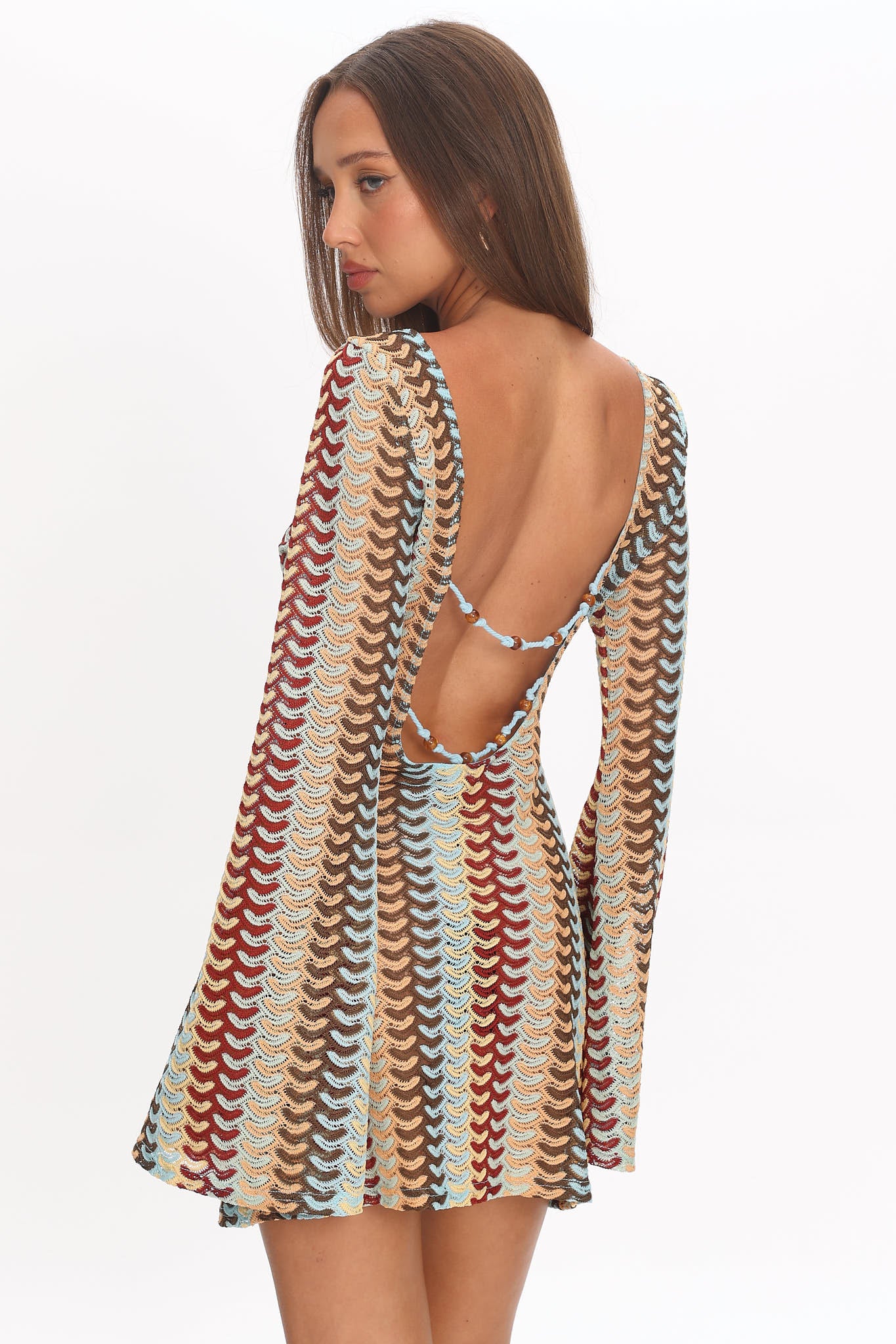 Raley Backless Crochet Mini Dress Rainbow by Selfie Leslie Australia