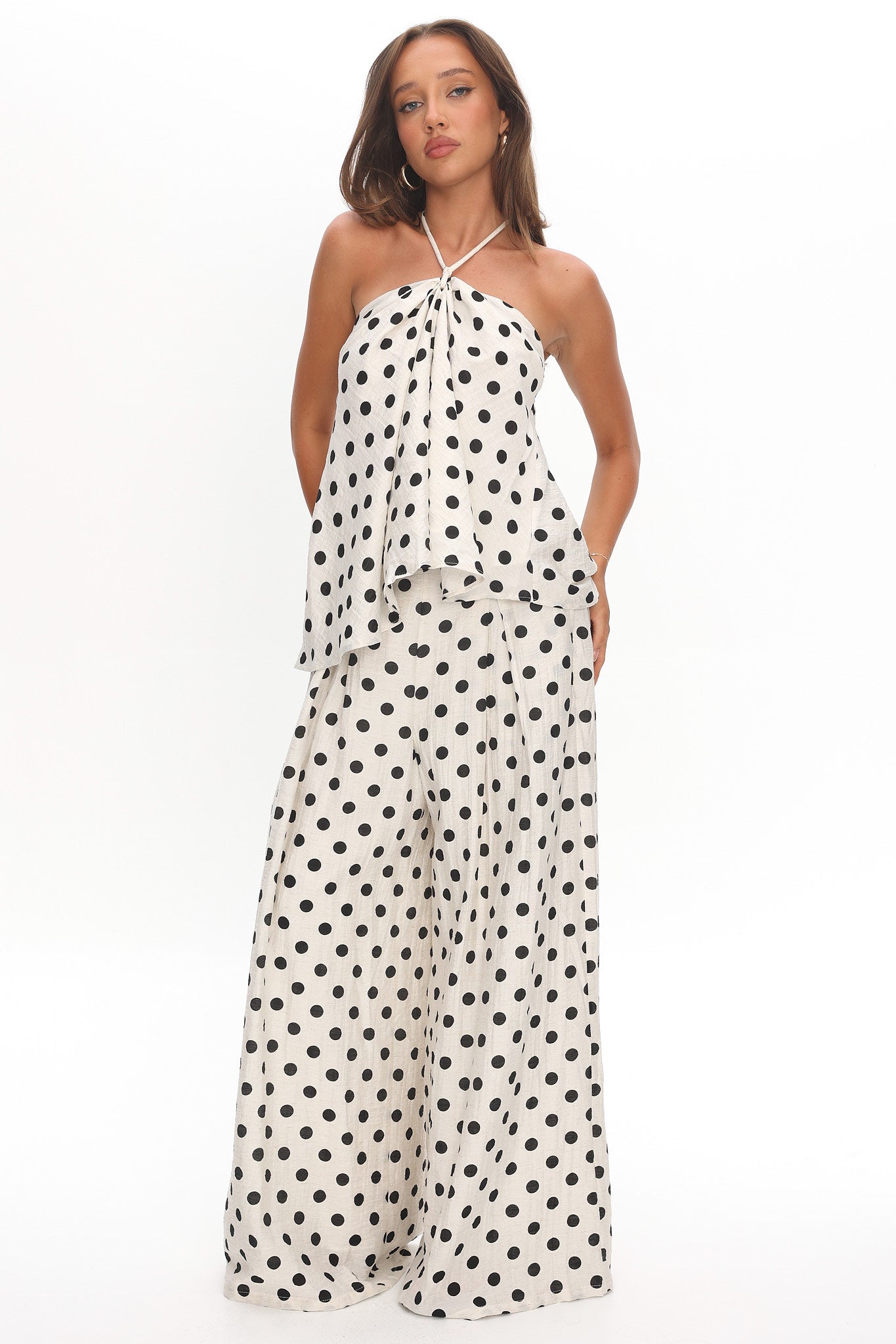 Galentines Halterneck Top Polka Dot Ivory by Selfie Leslie Australia