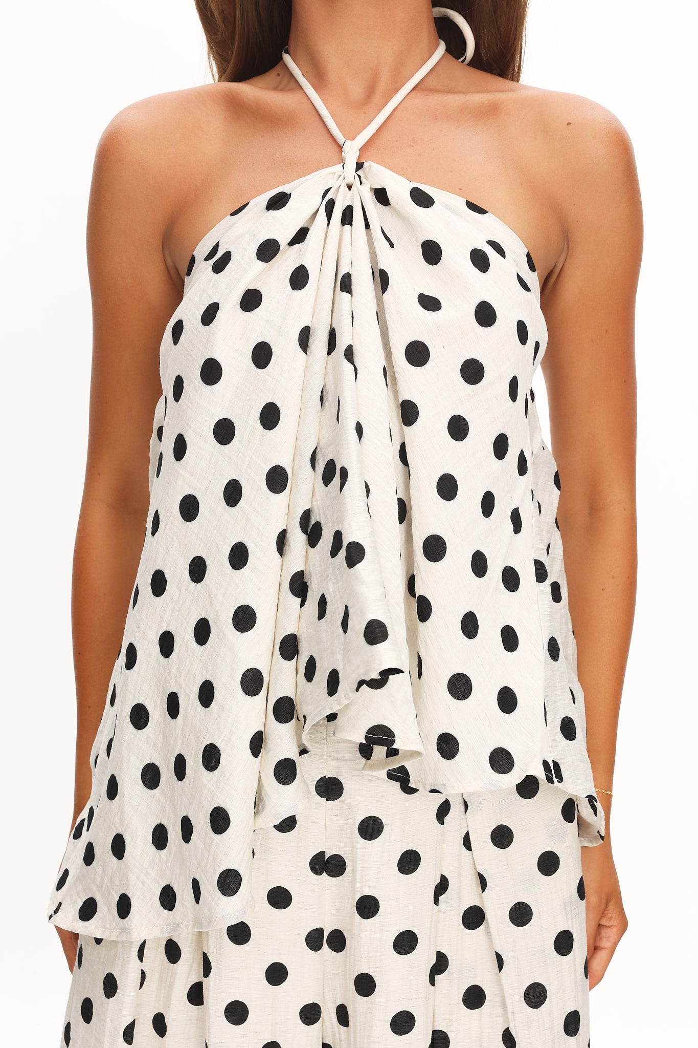 Galentines Halterneck Top Polka Dot Ivory by Selfie Leslie Australia