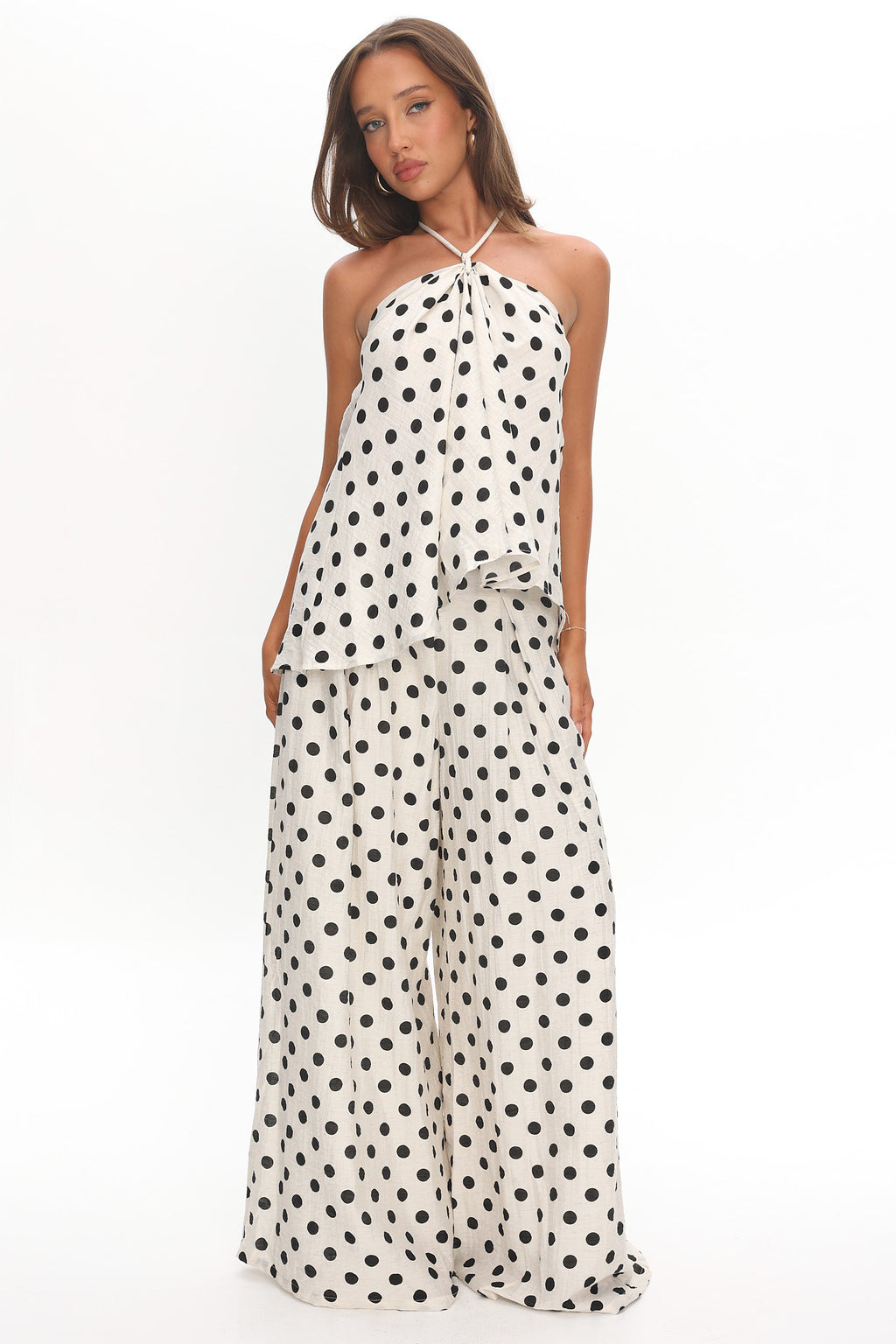 Galentines Wide Leg Pants Polka Dot Ivory by Selfie Leslie Australia