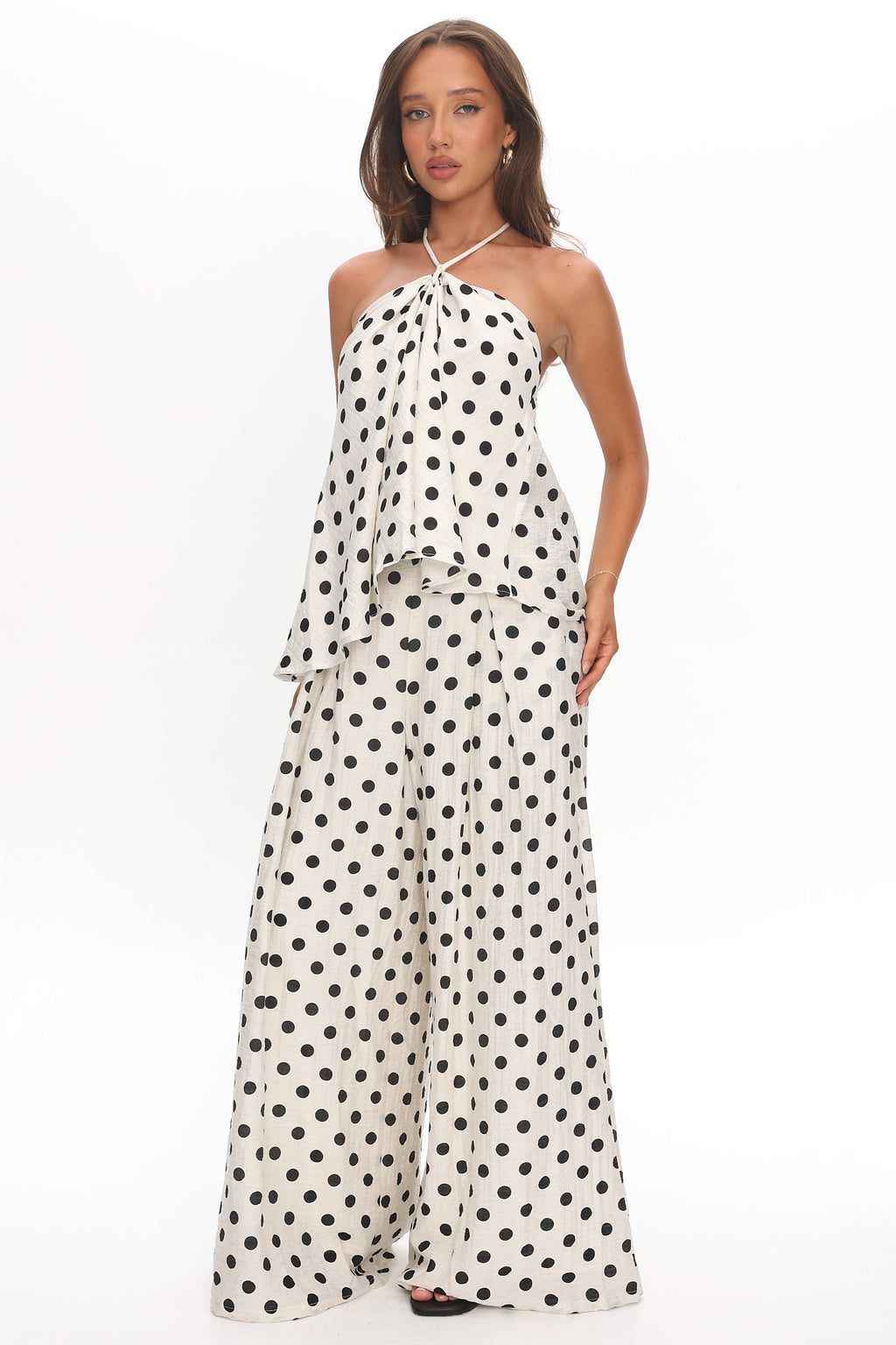 Galentines Wide Leg Pants Polka Dot Ivory by Selfie Leslie Australia