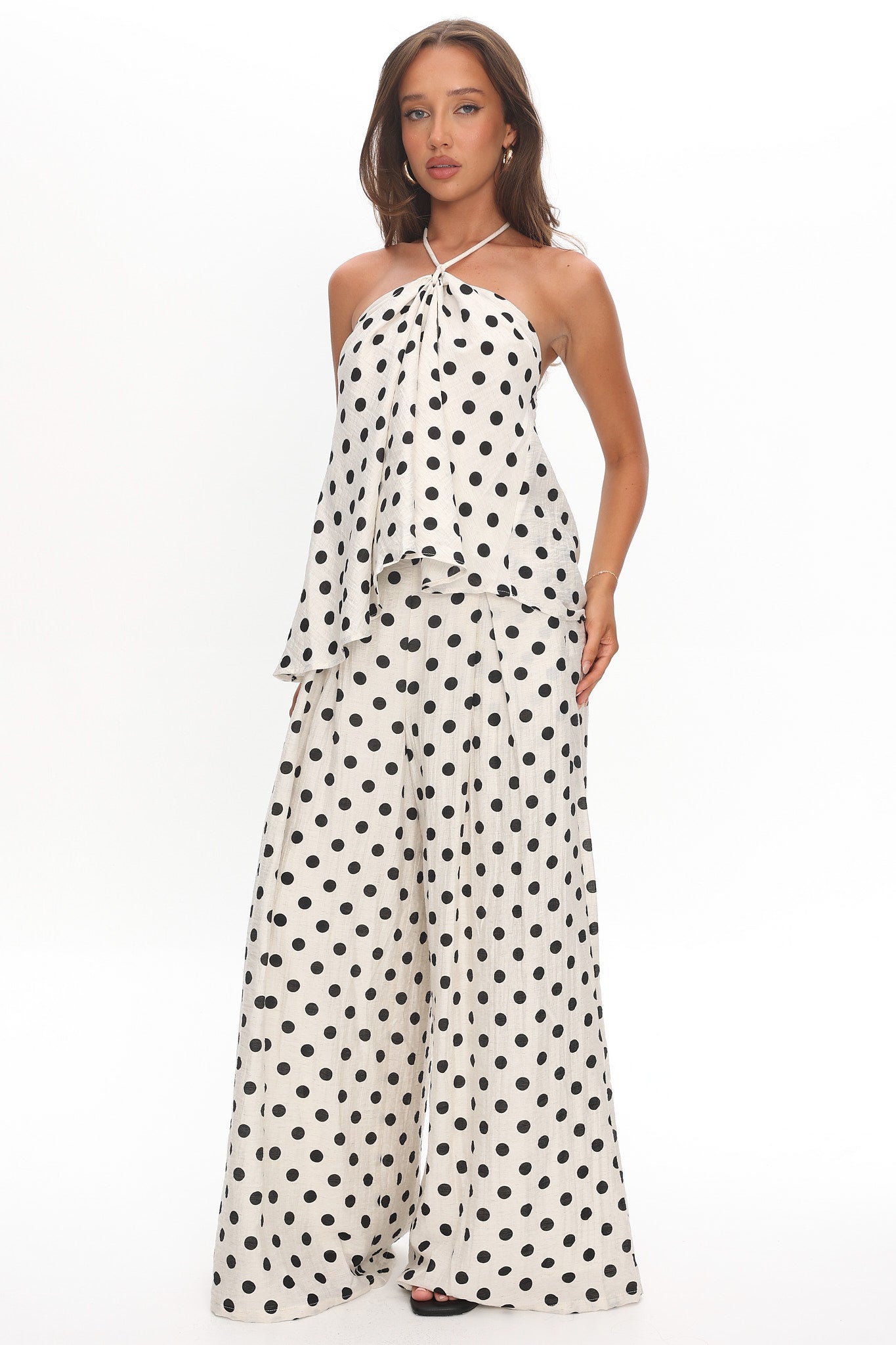 Galentines Wide Leg Pants Polka Dot Ivory by Selfie Leslie Australia